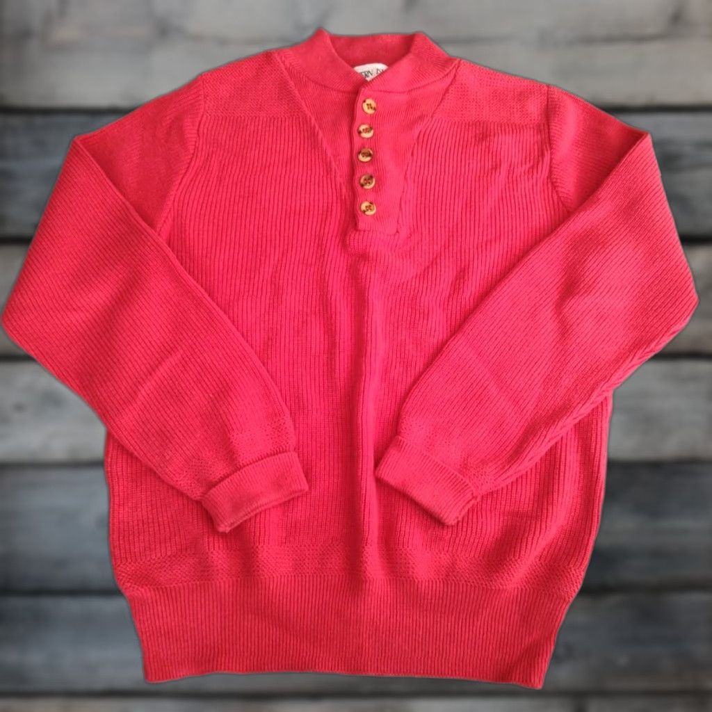 Vintage VINTAGE Northern Isles Men's Red Cotton Knit Sweater Pullover Casual Formal Winter Fall Spring Summer Regular M Size US M / EU 48-50 / 2 - 1 Thumbnail