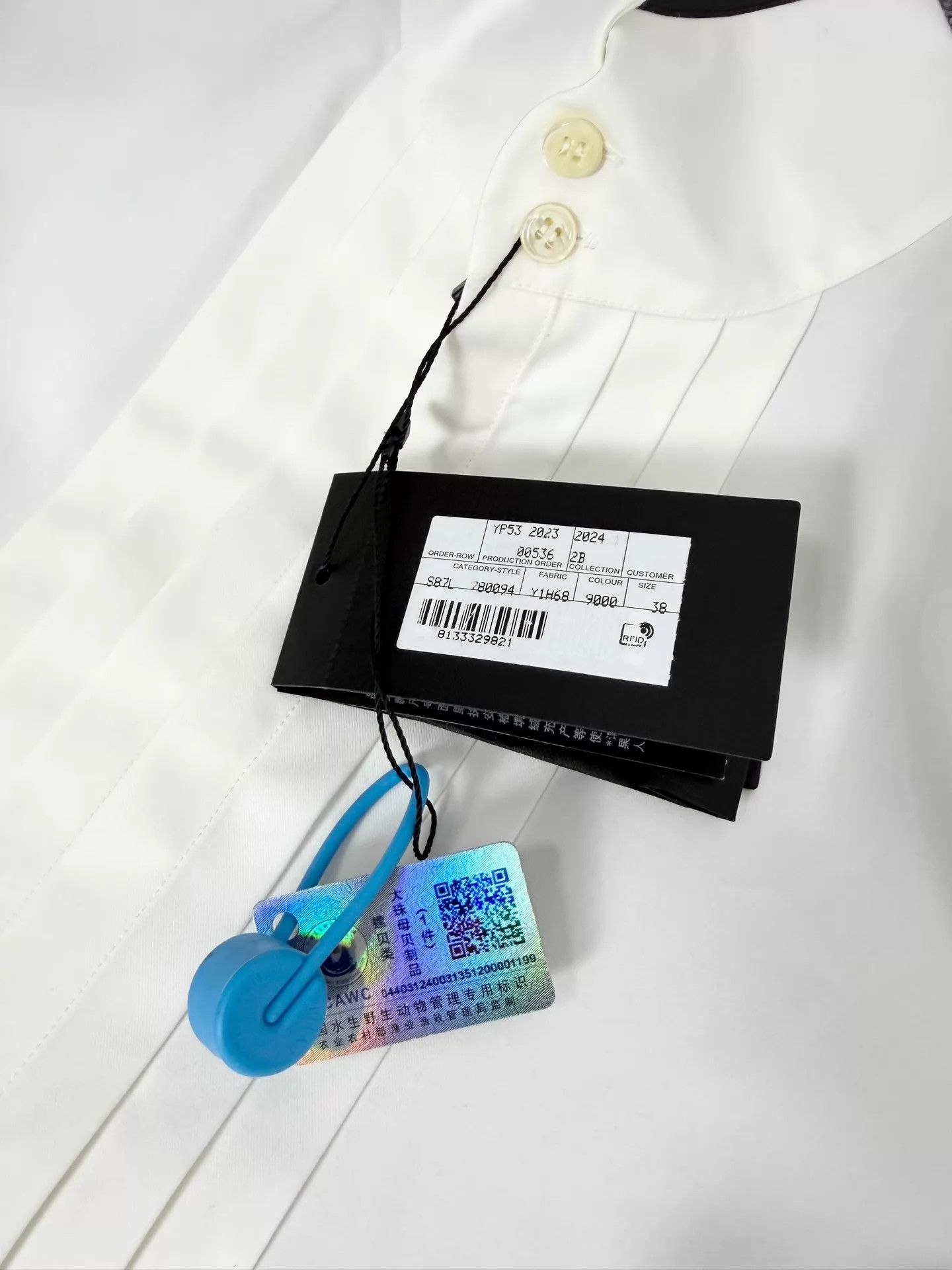 Saint Laurent Paris SLP 24ss White Stand Collar Pleated Dress Shirt 38 S Size US S / EU 44-46 / 1 - 3 Thumbnail
