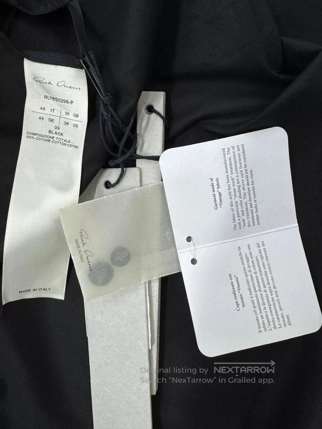 Rick Owens Rick Owens Men's Black V-Neck Long Shirt. Size US S / EU 44-46 / 1 - 6 Thumbnail