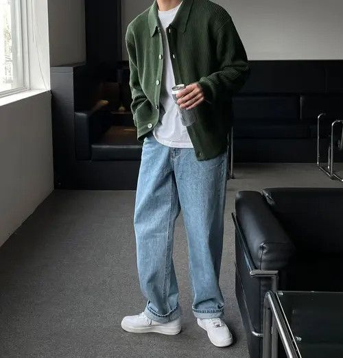 VIBE Korean Fashion Knitted Coat Streetwear Casual Cardigan Size US XL / EU 56 / 4 - 5 Thumbnail