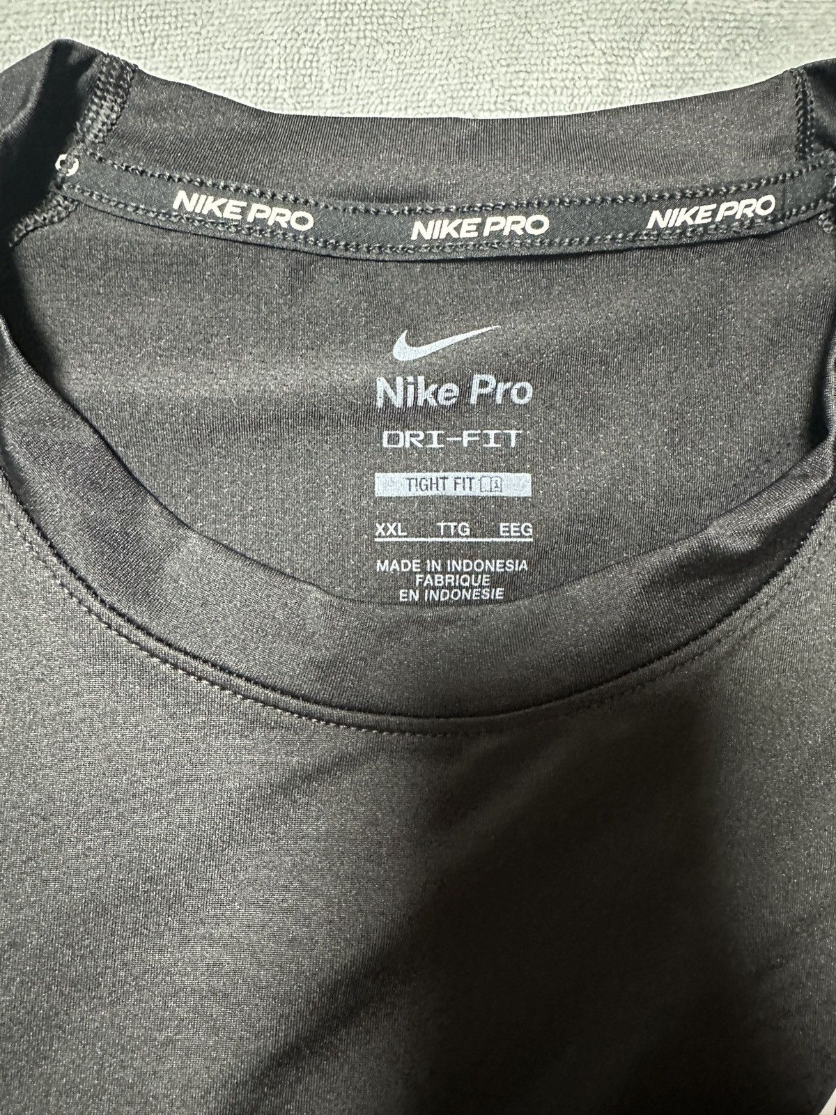 Nike New Nike PRO Dri-FIT Black Tight Fit Long Sleeve Top Swoosh Size US XXL / EU 58 / 5 - 2 Thumbnail