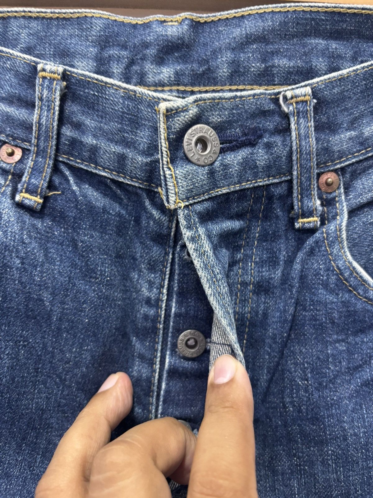 Levi's Vintage Levis 701XX Big E Selvedge Jeans Size US 30 / EU 46 - 4 Thumbnail