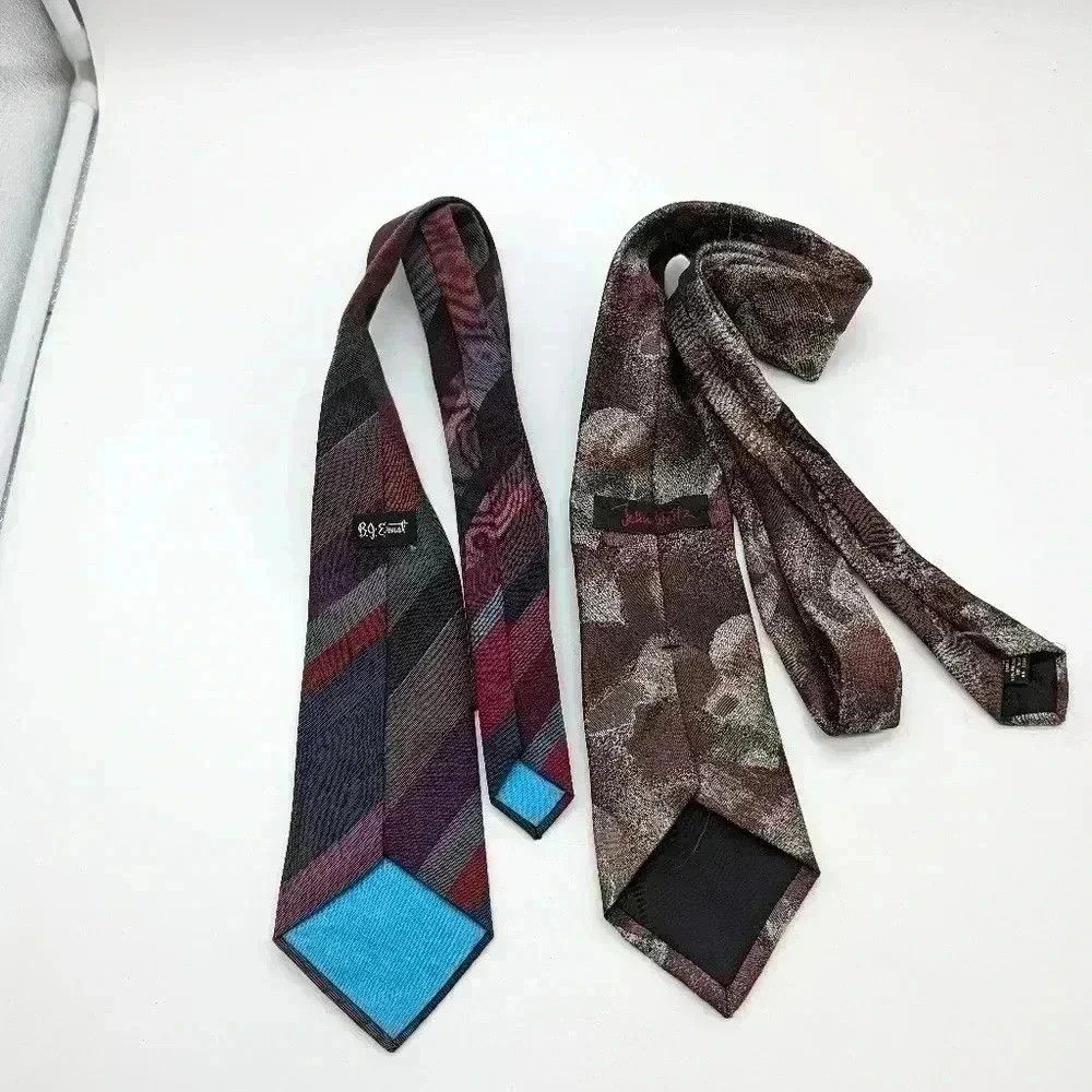 Vintage 2 Maroon 80s vintage Ties BJ Ernst and John Weitz Size ONE SIZE - 2 Thumbnail