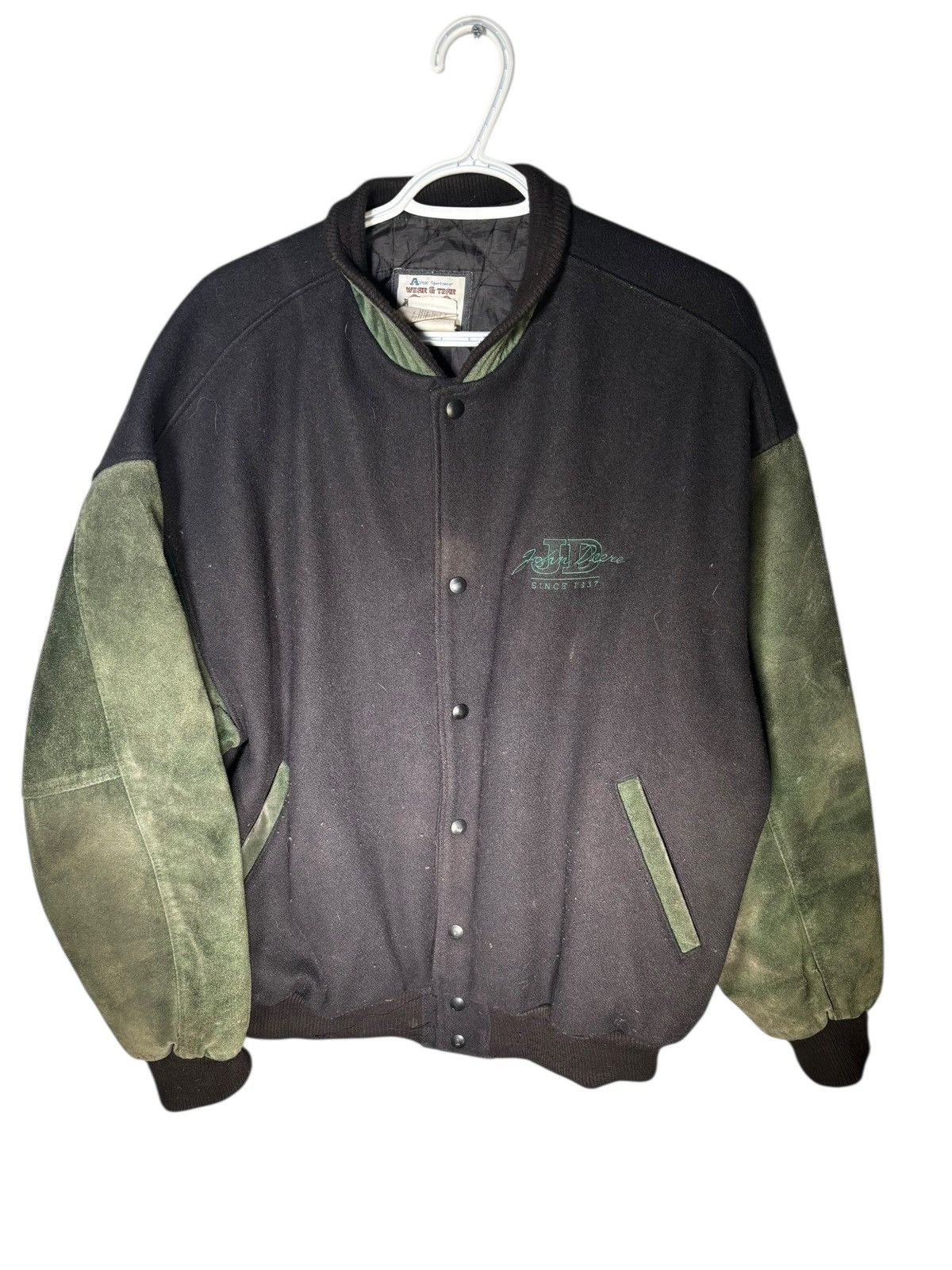 Vintage 90s John Deere Leather Bomber Jacket Size US XL / EU 56 / 4 - 1 Thumbnail