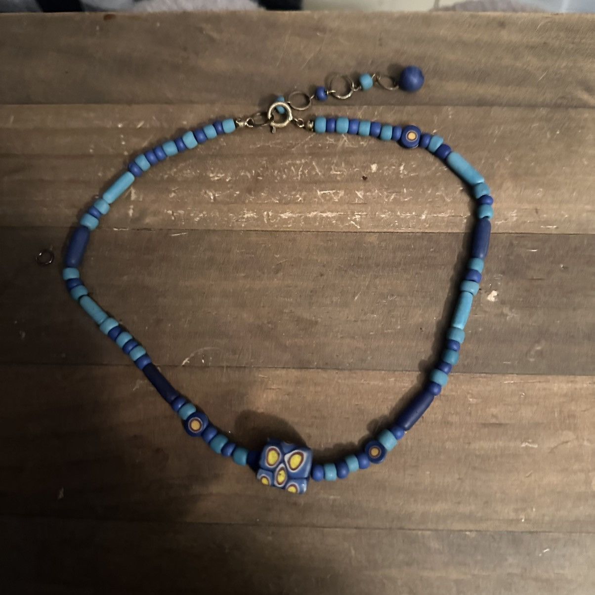 Vintage Vintage blue Venetian Millefiori trade bead necklace Size ONE SIZE - 2 Thumbnail