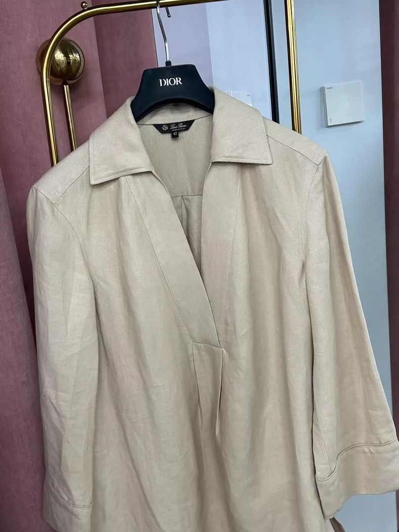 Other LORO PIANA Turn up the collar of your linen top Size L / US 10 / IT 46 - 2 Thumbnail