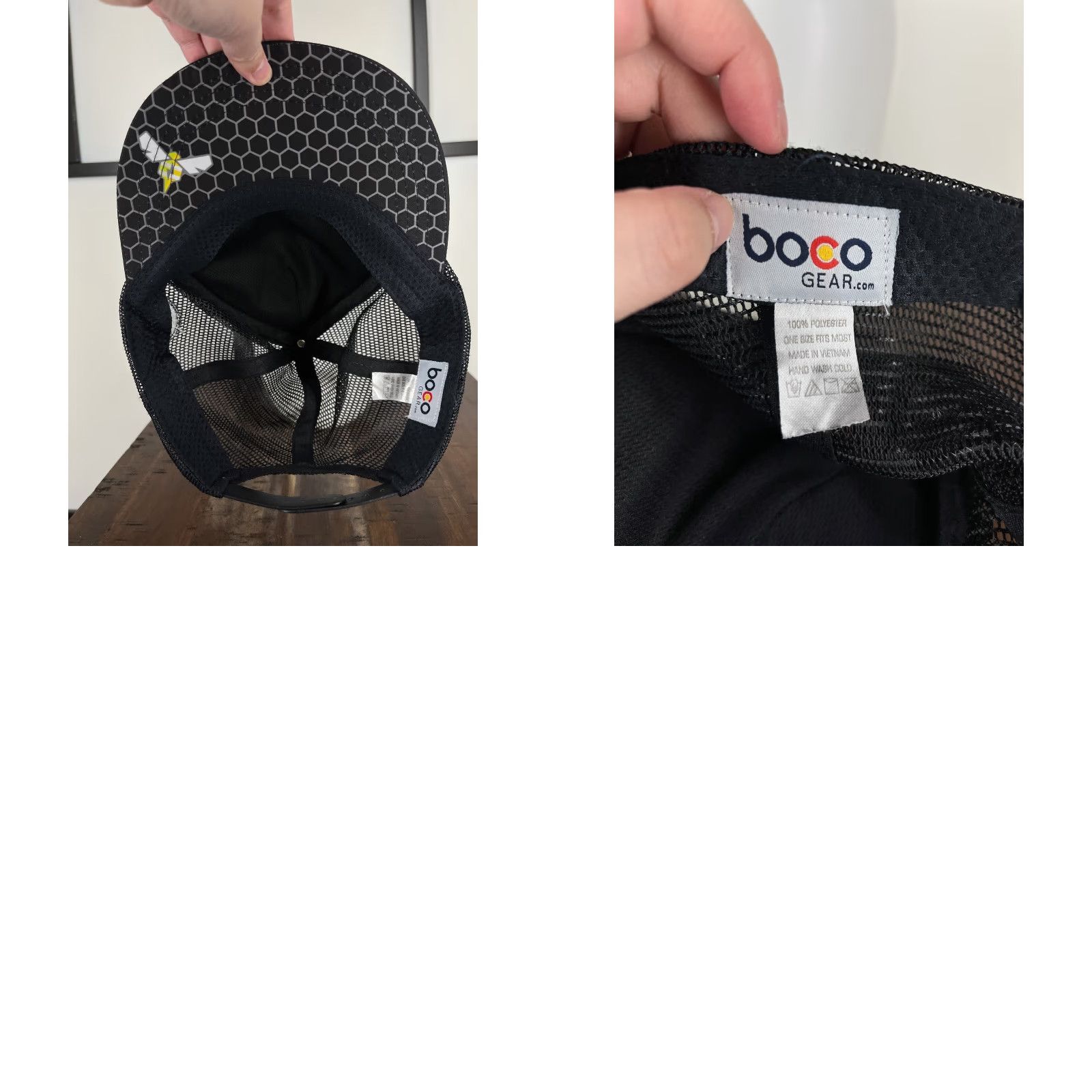 Vintage Boco Gear Hat Cap Trucker Adult One Size Black Poly Striped Pattern Hiking Triathlon Club Logo 90s Theme Men Mens Size ONE SIZE - 9 Thumbnail