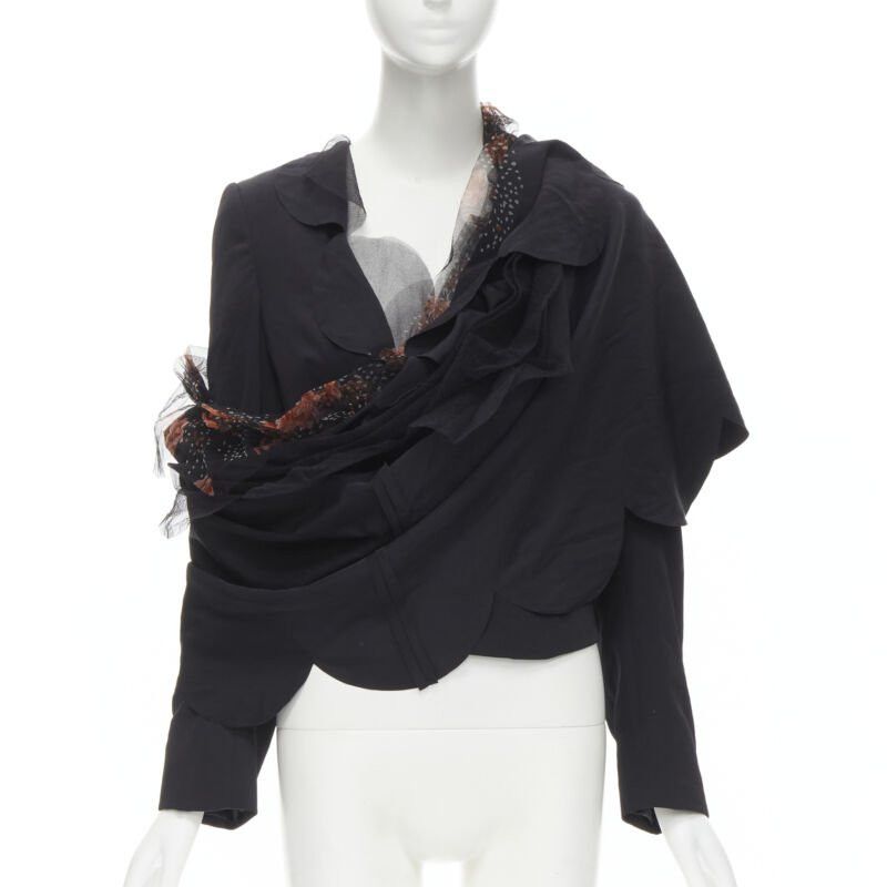 Comme des Garcons rare COMME DES GARCONS 1995 black red rose tulle scalloped sash blazer jacket M Size M / US 6-8 / IT 42-44 - 1 Thumbnail