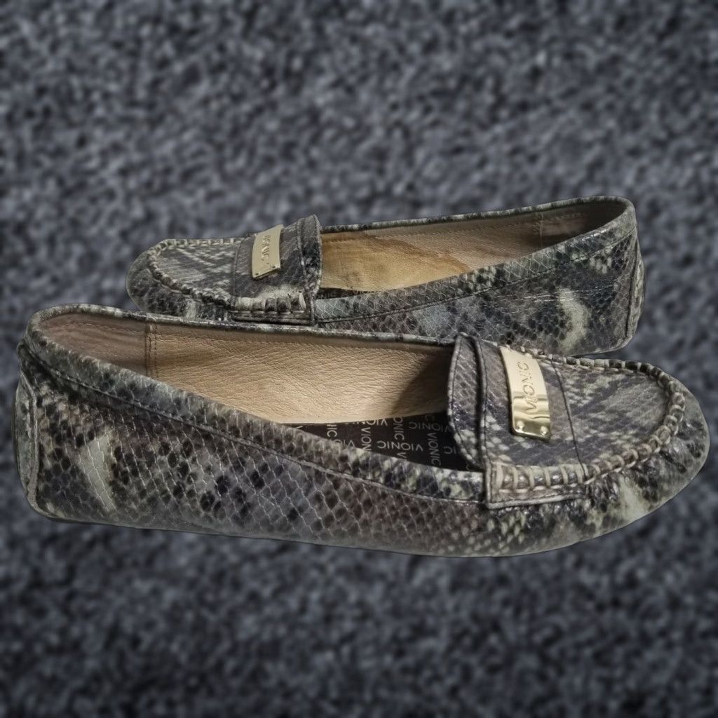 Vionic Vionic Snake Print Leather Slip-On Loafers Flats Womens Sz. 7 Beige Snake Arch Support Comfort Casual Flat Leather Ashby Women Shoes Size US 7 / IT 37 - 1 Thumbnail