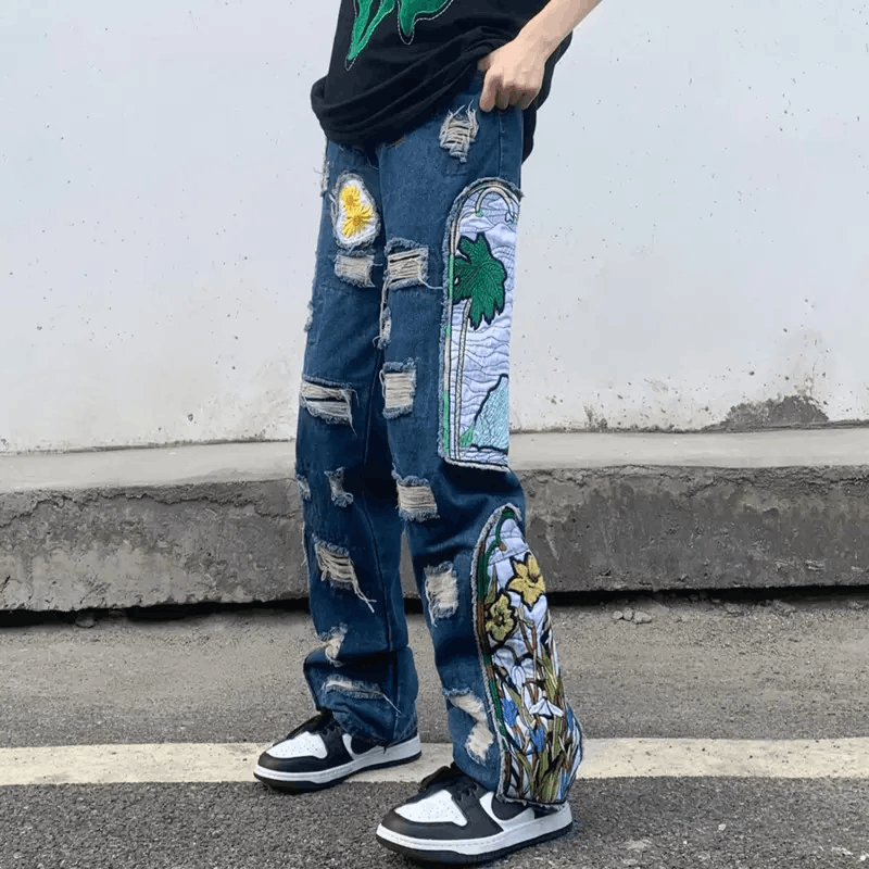 Japanese Brand × Jean Y2K Windows Patch Grunge Hip Hop Jeans Size US 30 / EU 46 - 4 Thumbnail