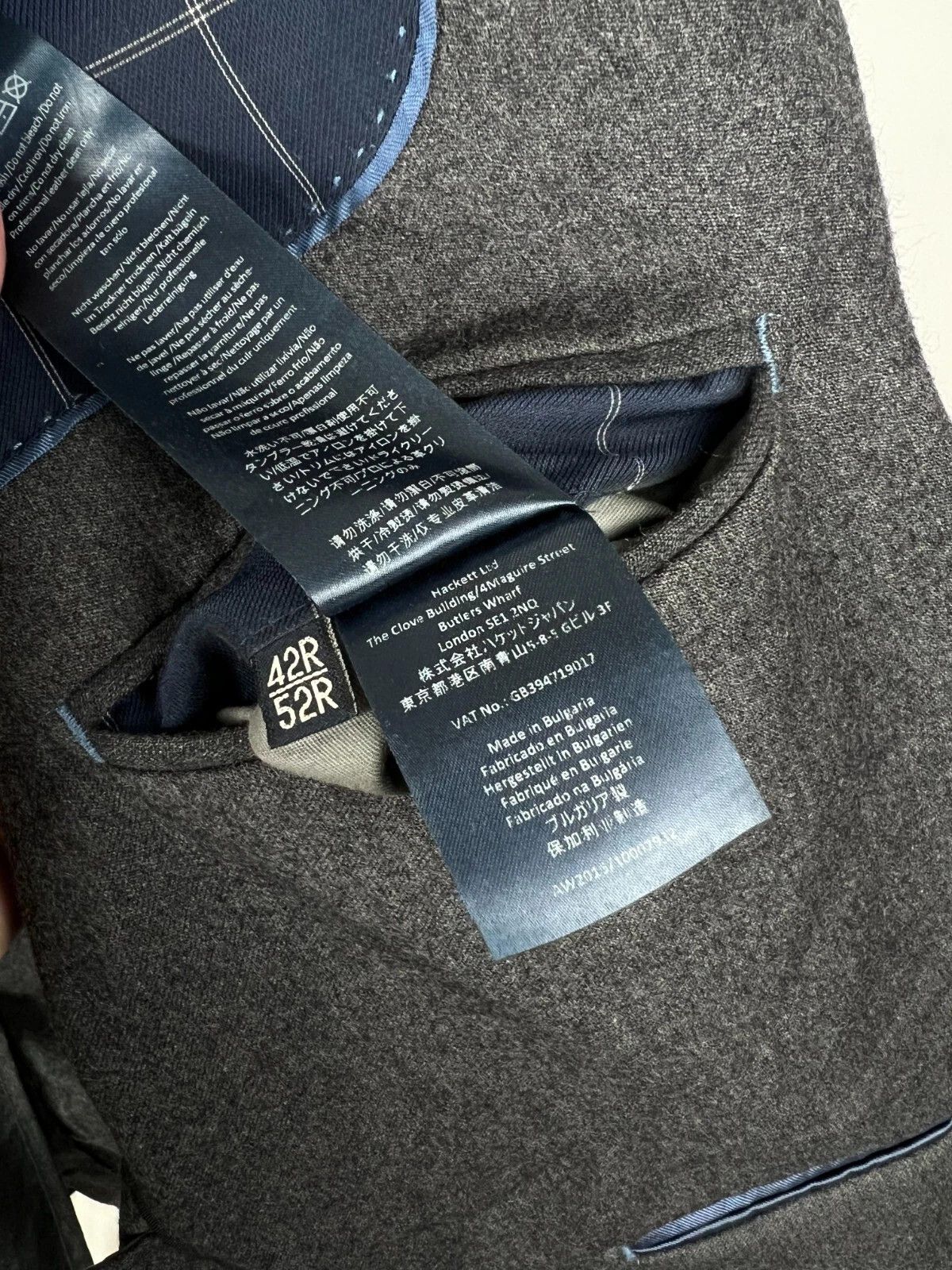Hackett Hackett London Grey Flannel Half Lined Elbow Patch Blazer Size 42R - 16 Thumbnail