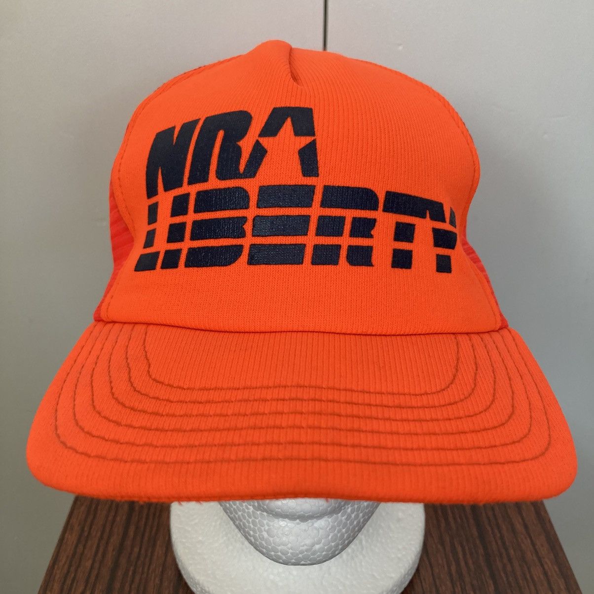 Vintage NRA LIBERTY SNAPBACK HAT CAP TRUCKER MESH NEON ORANGE HUNTER Size ONE SIZE - 2 Thumbnail