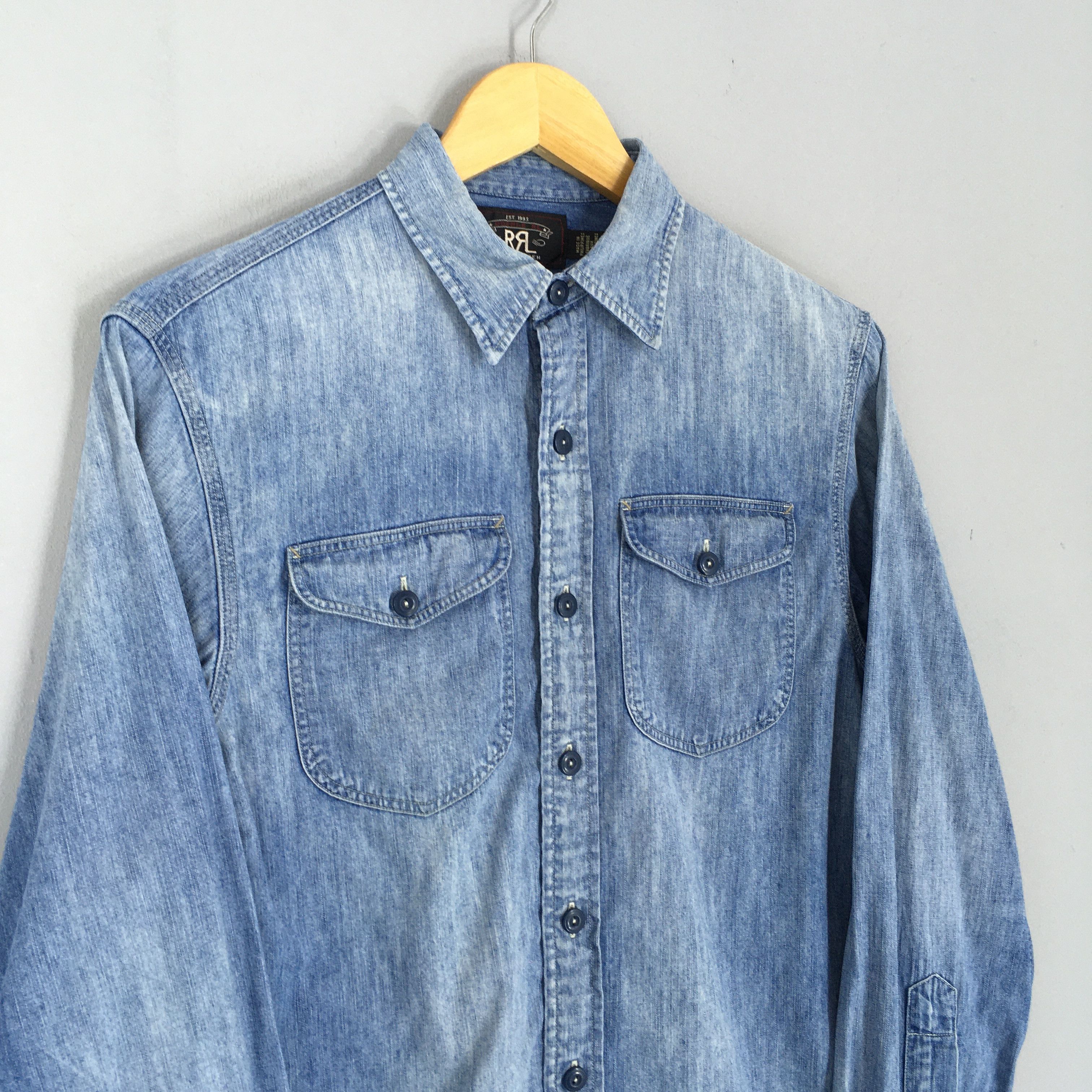 RRL Ralph Lauren Double RL Ralph Lauren Blue Denim Shirt Small Size US S / EU 44-46 / 1 - 3 Thumbnail