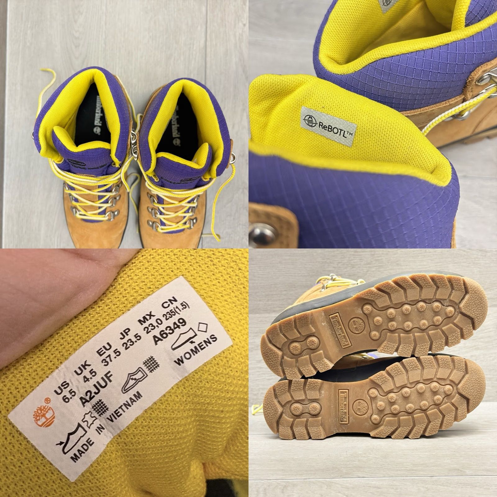 Timberland Timberland Euro Hiker Waterproof Boots Wheat Purple Yellow A2JUF Size 6.5M Size US 7 / IT 37 - 9 Thumbnail