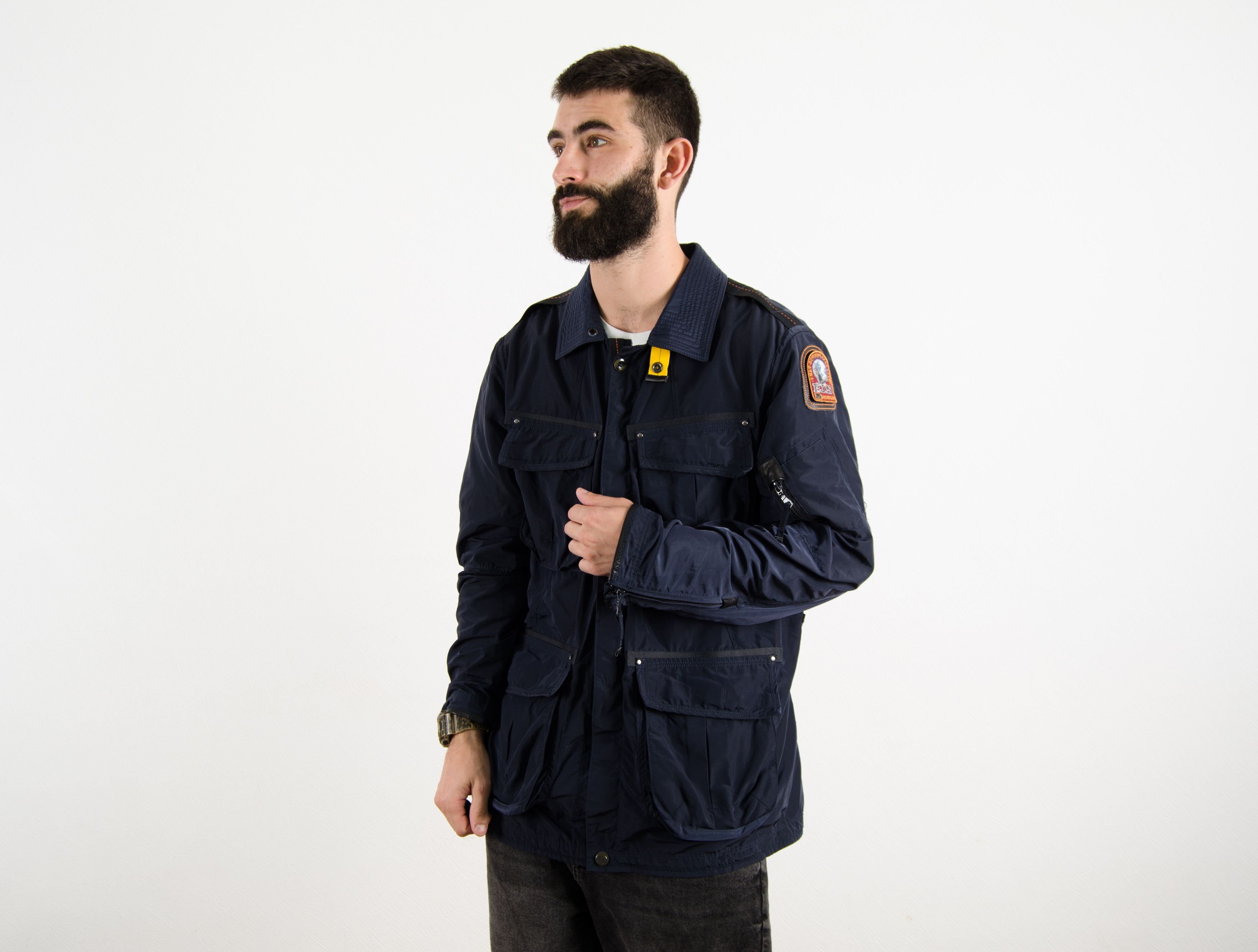 Parajumpers Parajumpers Navy Nylon Leather Long Coat Jacket Size US XL / EU 56 / 4 - 4 Thumbnail