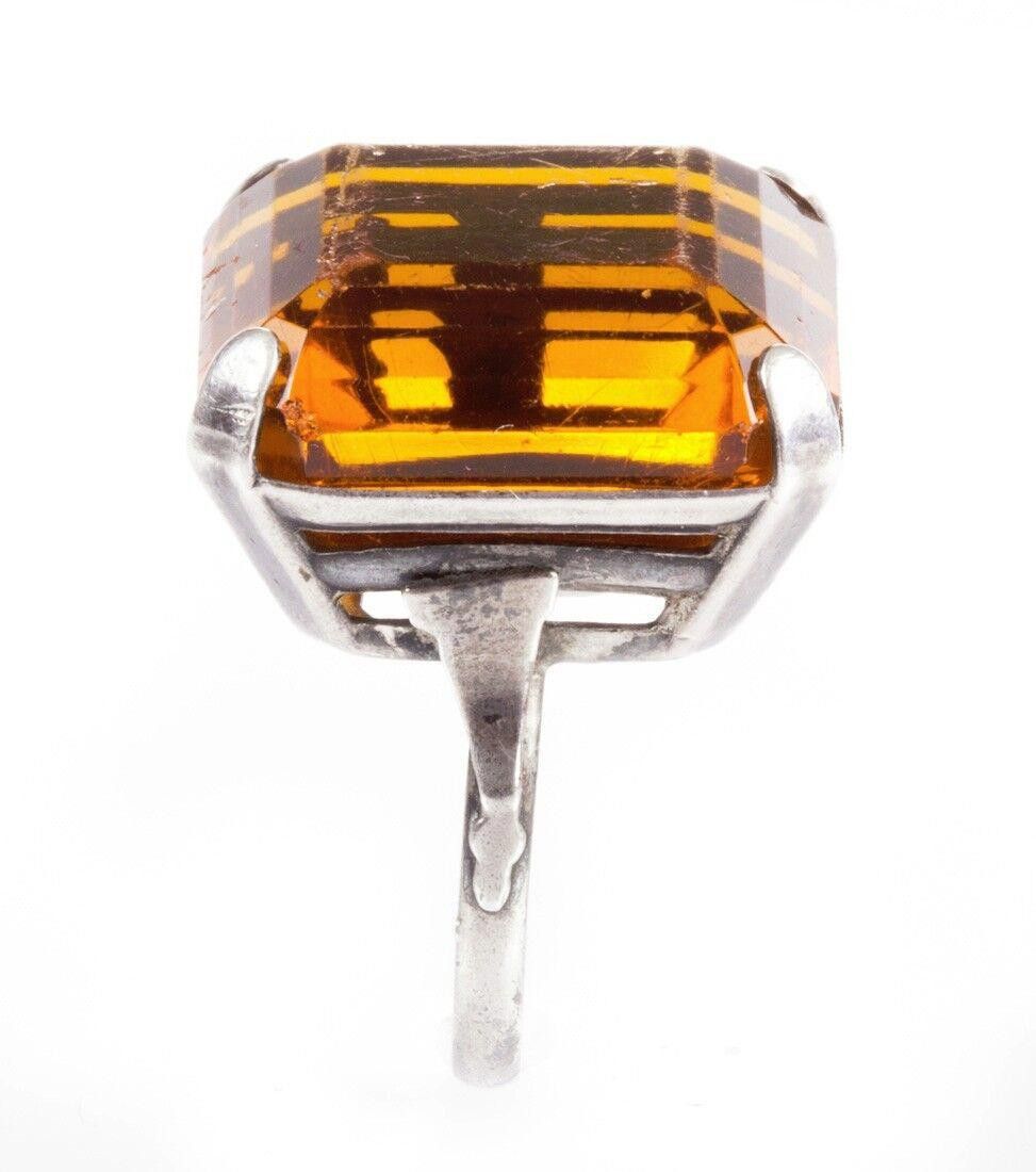 Designer Massive Art Deco Faux Mandarin Citrine Cocktail Ring Size ONE SIZE - 4 Thumbnail