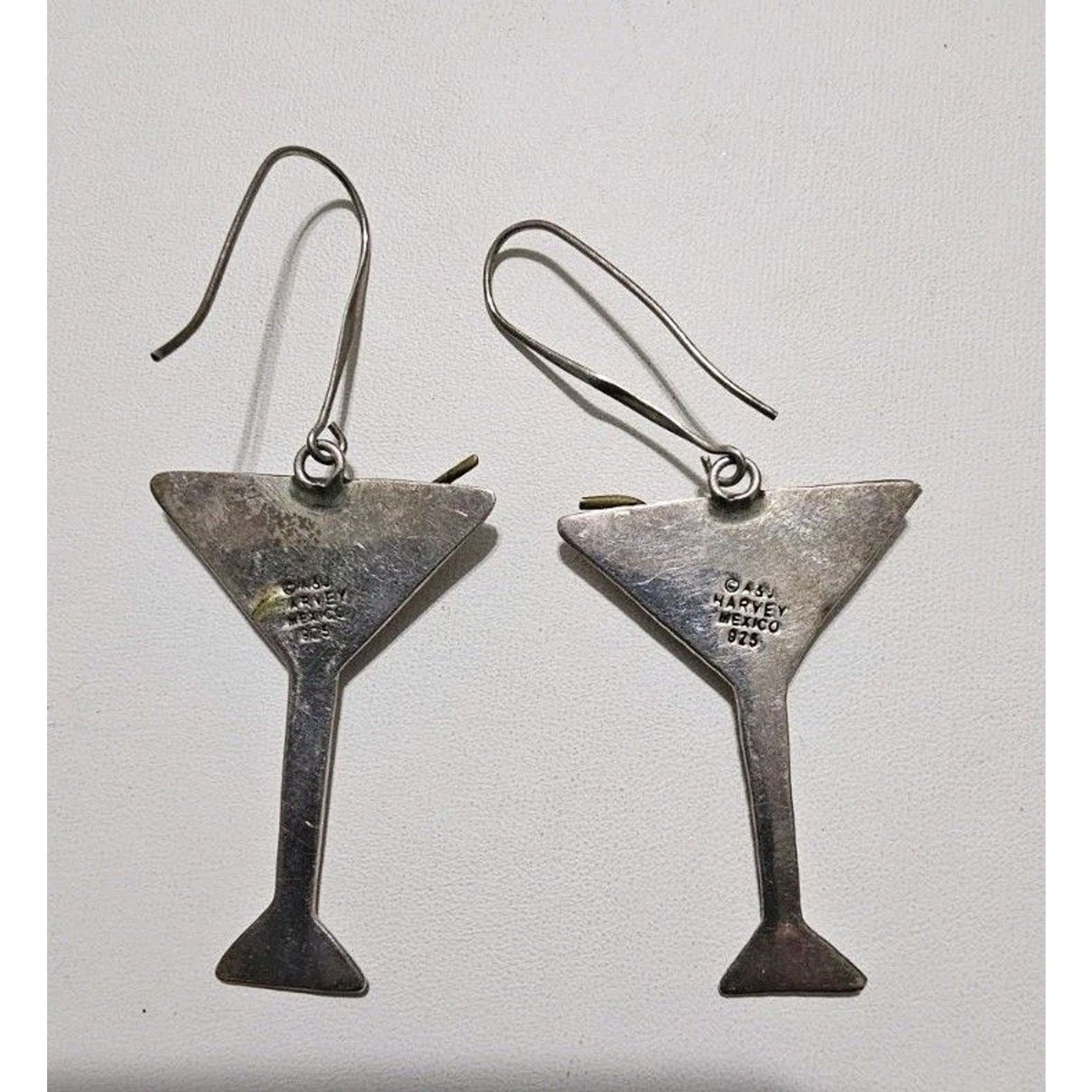 Other Vintage Harvey Mexico Taxco 925 Martini Dangle Earrings Size ONE SIZE - 4 Thumbnail