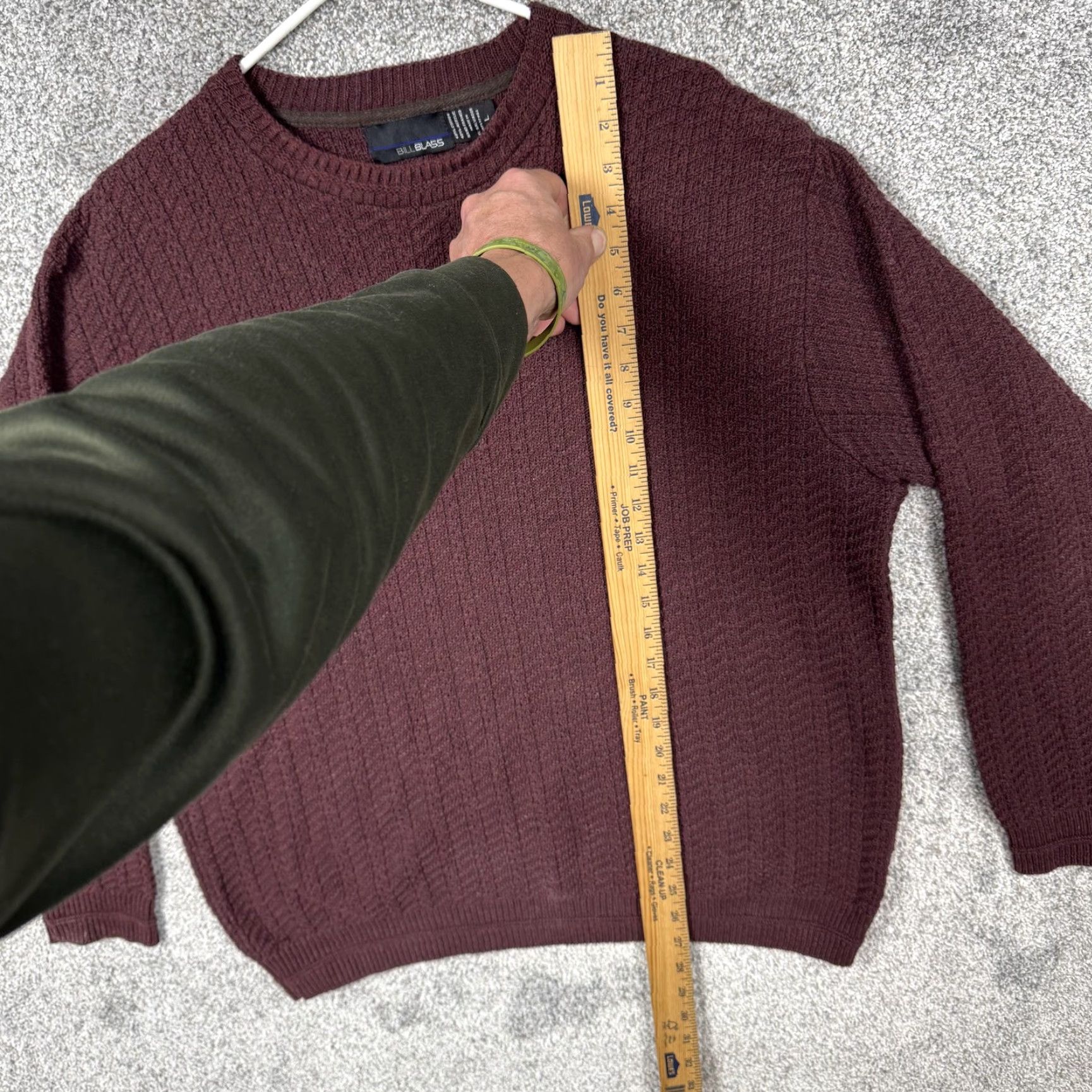 Bill Blass VINTAGE Bill Blass Sweater Men Large Maroon Crew Neck Knit 90s Preppy Classic Solid Textured Long Sleeve Pullover Size US L / EU 52-54 / 3 - 2 Thumbnail