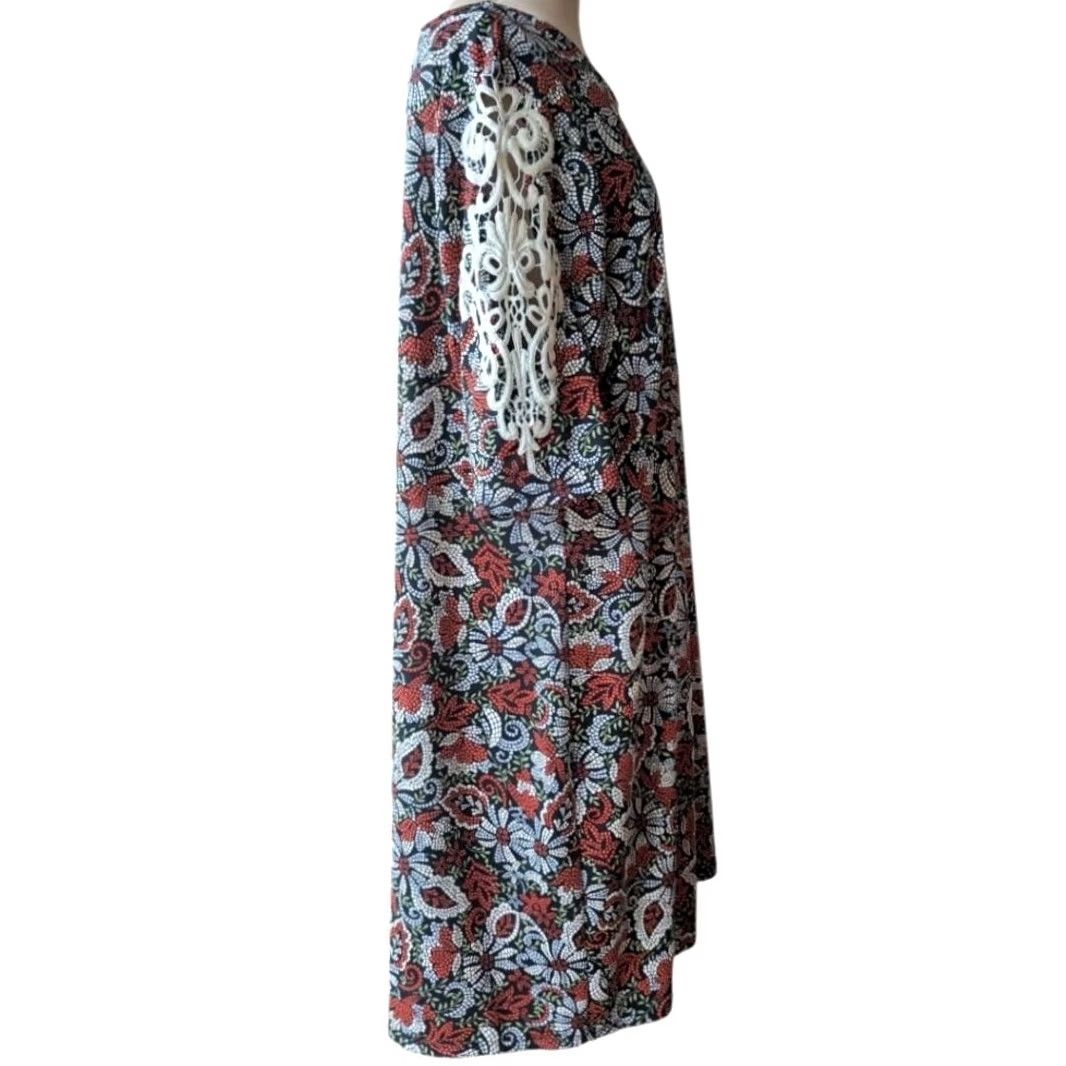 Bell Floral Mosaic Shift Dress Crochet Lace Short Sleeve Womens Plus Sz 1X Boho Size 40" / US 18 - 4 Thumbnail