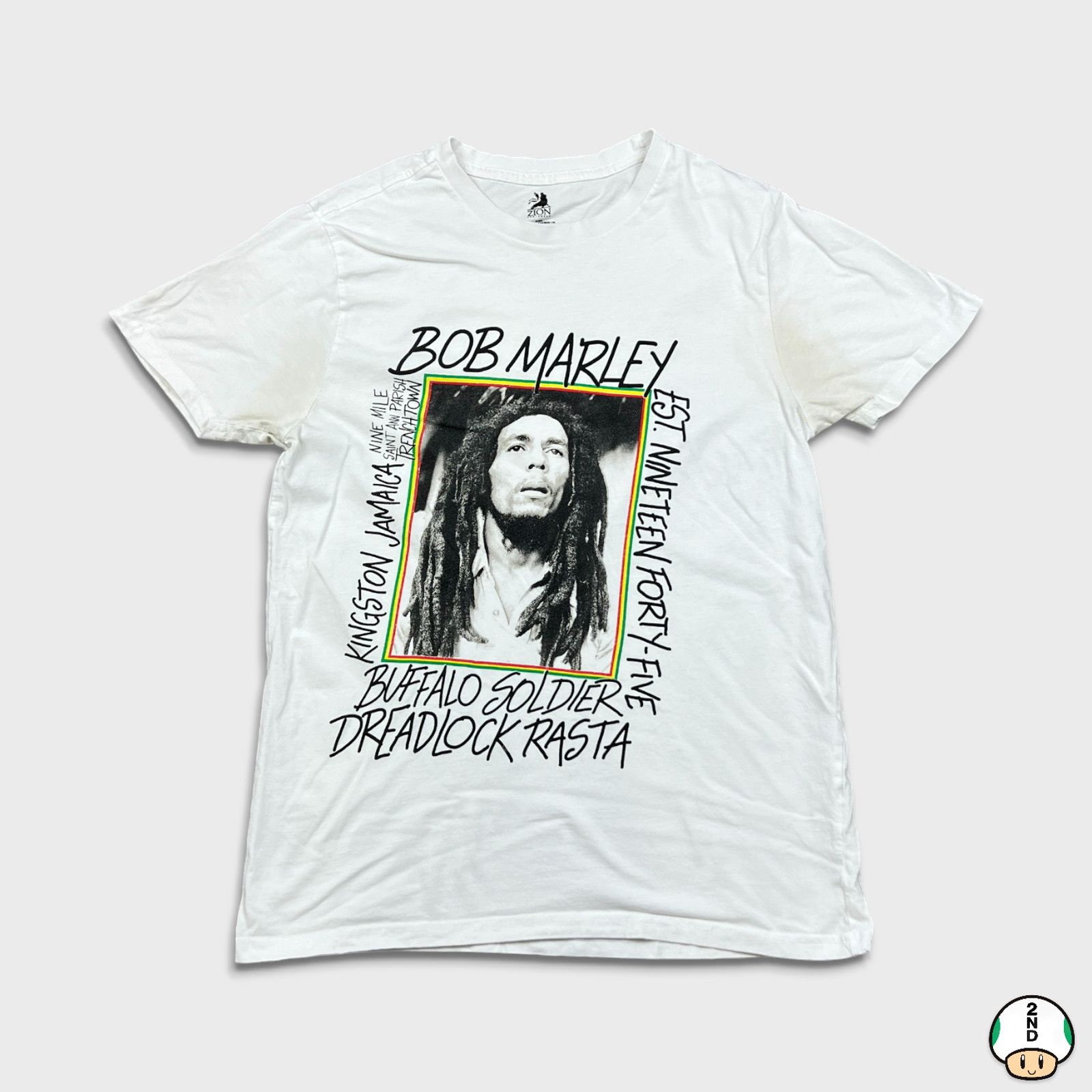 Band Tees × Bob Marley × Vintage 2022 Bob Marley T Shirt Medium Zion Buffalo Solider Band Tee Size US M / EU 48-50 / 2 - 1 Thumbnail