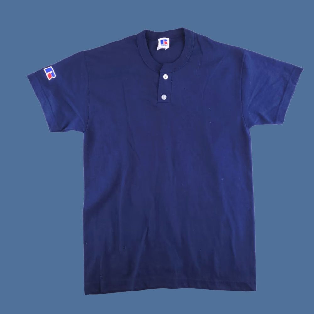 Russell Athletic Russell Athletic Shirt Mens Small Blue Henley Retro Button Short Sleeve Size US S / EU 44-46 / 1 - 1 Thumbnail
