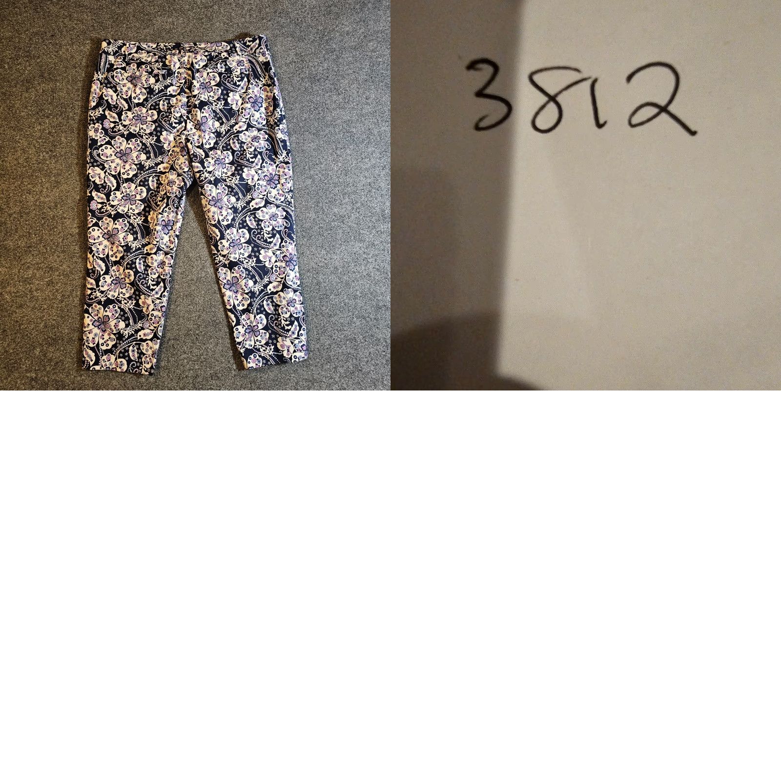 Talbots Talbots Pants Womens 12 Petite Blue Floral Cropped Stretch Classic Career Casual Tailored Front Flat Front Regular Kid/Adult? Size 34" / US 12 / IT 48 - 9 Thumbnail