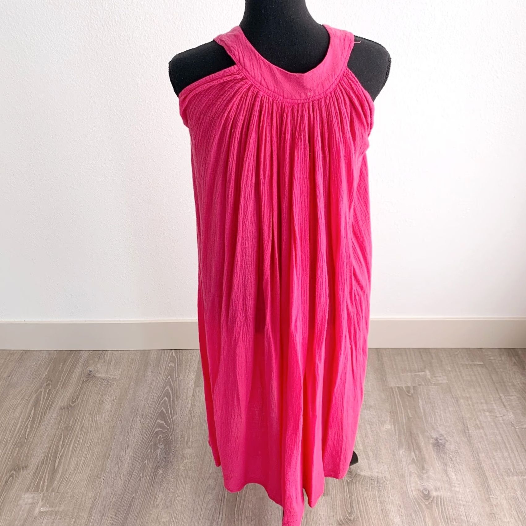 Vintage VINTAGE Amerikan Climax Pink Gauze Swing Summer V-Neck Midi Dress L/XL Womens Size L / US 10 / IT 46 - 5 Thumbnail