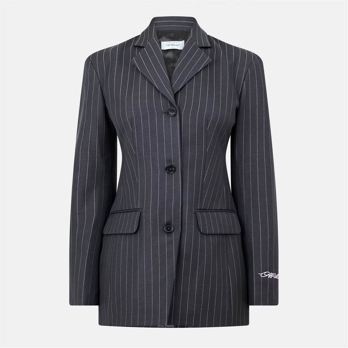 Off-White o1y1125 Striped Blazer in Gray/White Size XS / US 0-2 / IT 36-38 - 1 Thumbnail