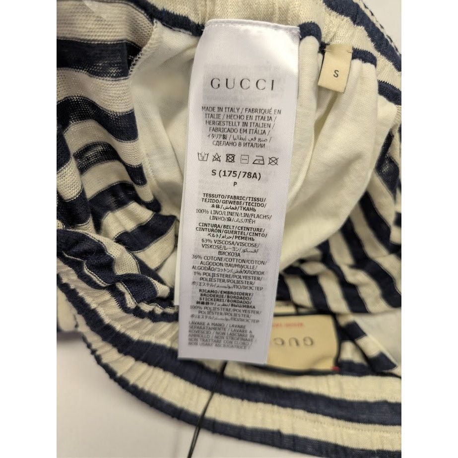 Gucci o1rshd1 Striped Linen Jersey Basket Pant in Navy/Milk Size US 30 / EU 46 - 15 Thumbnail