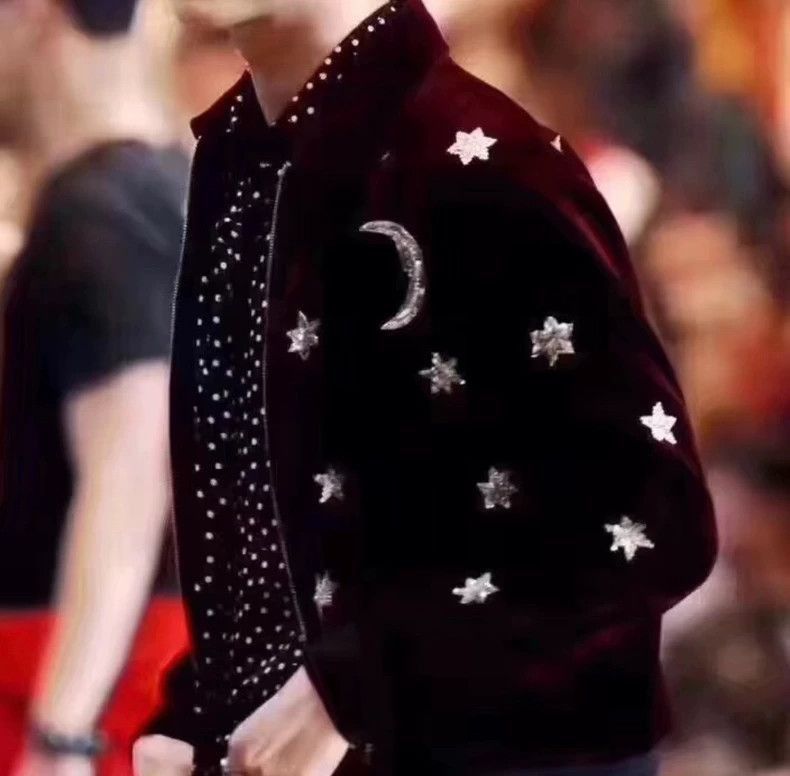 Saint Laurent Paris Saint Laurent Paris 16fw Red Velvet Star Moon Jacket-2506 Size US M / EU 48-50 / 2 - 5 Thumbnail