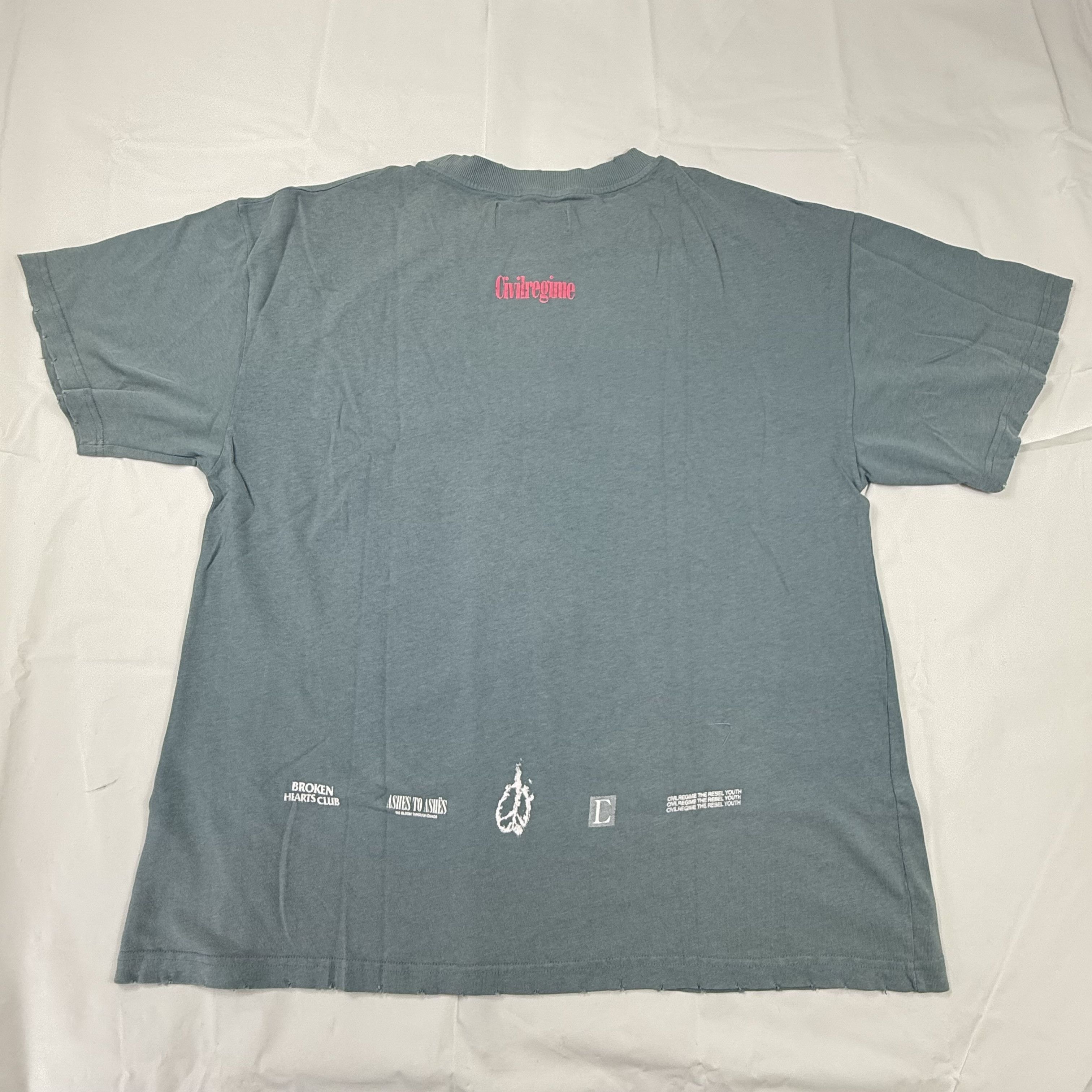Civil Regime Civil Regime Mens Floral Distressed T-Shirt Blue Grey Rebel Size US L / EU 52-54 / 3 - 3 Thumbnail