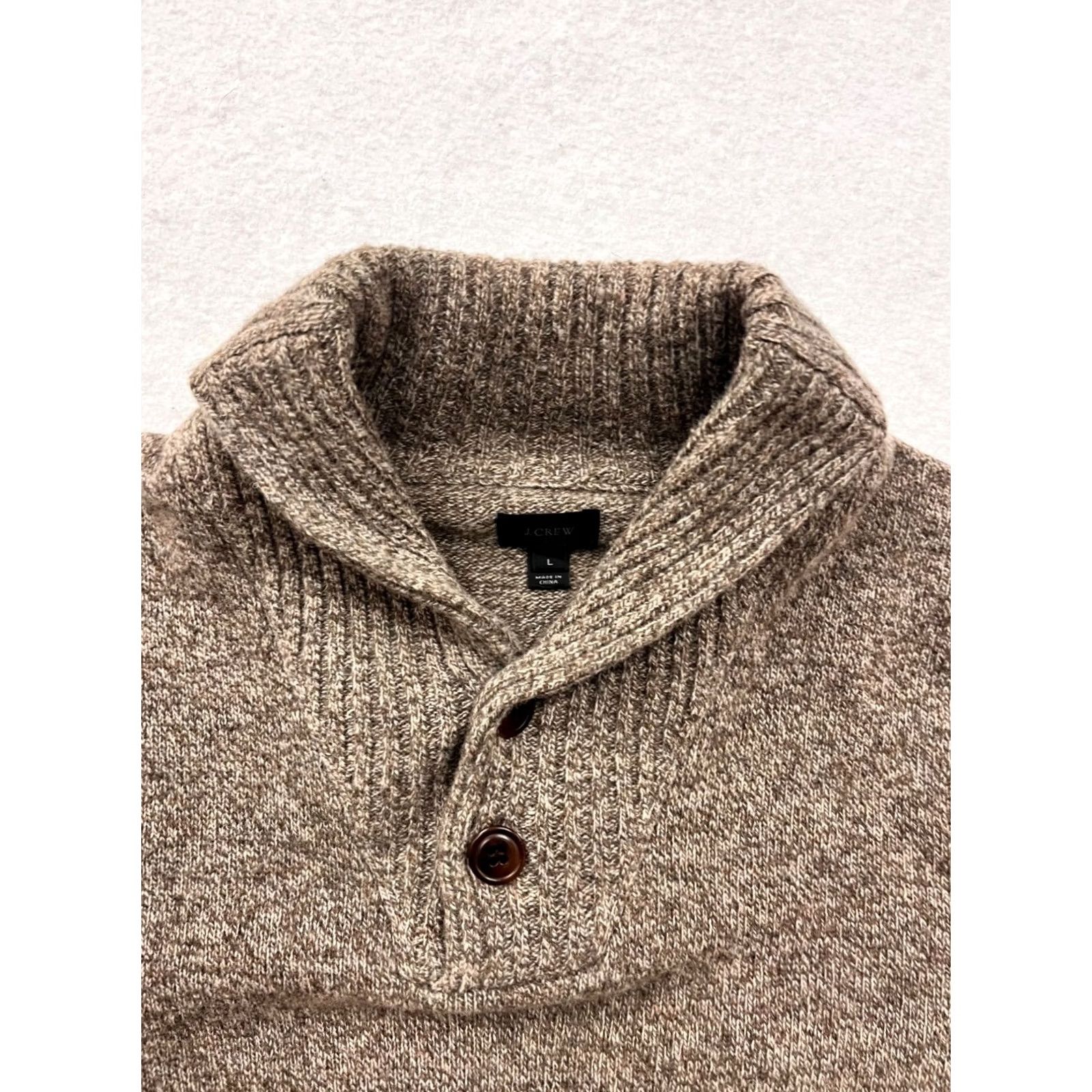 J.Crew J.Crew Lambswool Shawl Collar Sweater L Brown Heather Mens Size US L / EU 52-54 / 3 - 6 Thumbnail