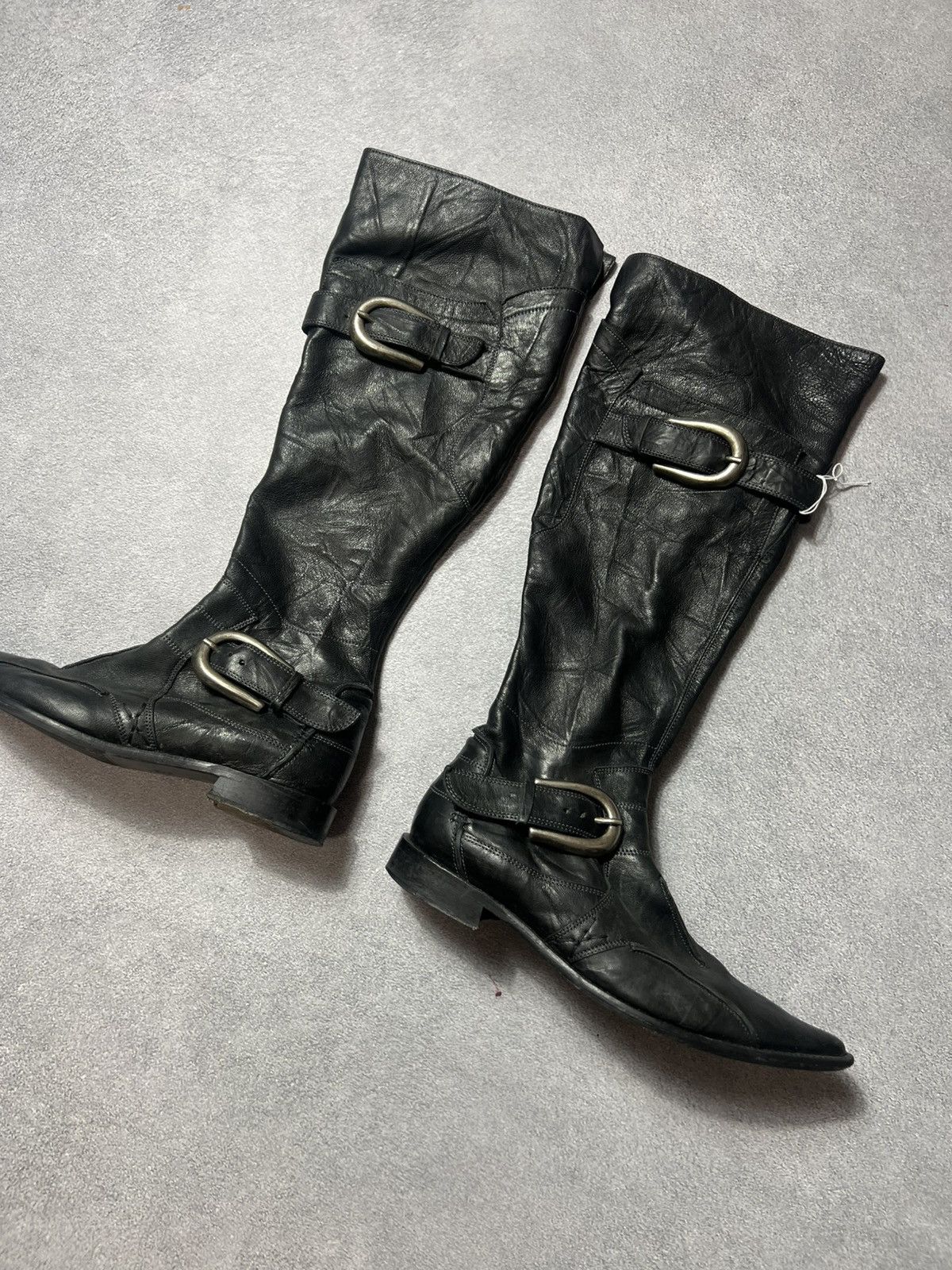 If Six Was Nine Vintage Italian AS 98 Rick Owens Style Leather Biker Boots Size US 6 / IT 36 - 2 Thumbnail