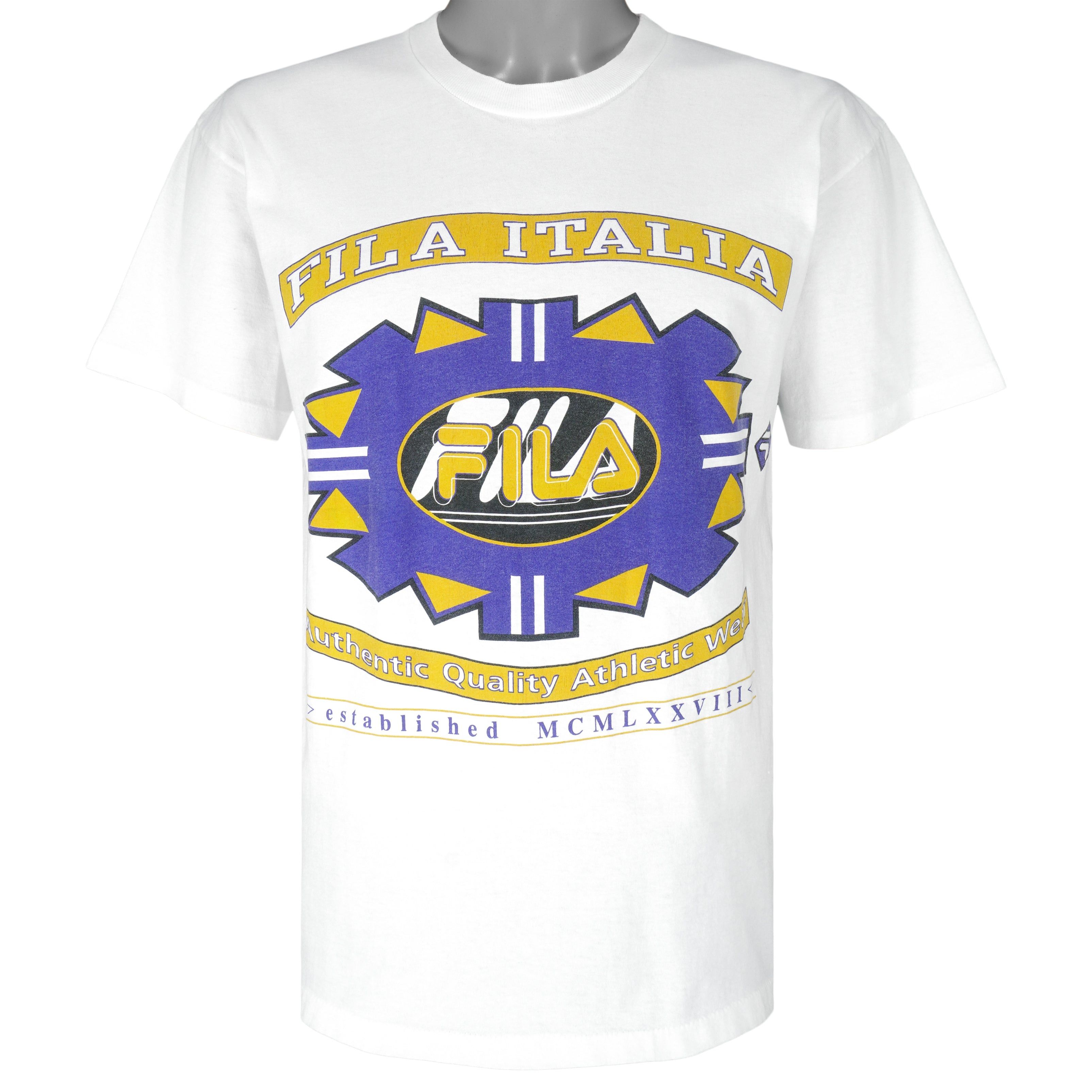 Fila Italia Big Logo Single Stitch T-Shirt 1990s Size US M / EU 48-50 / 2 - 1 Thumbnail