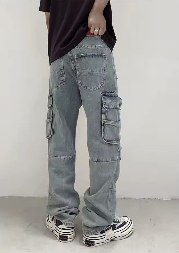Japanese Brand × Vintage Men Washed Blue Fit Ripped Multi Pockets Jean Size US 33 - 3 Thumbnail