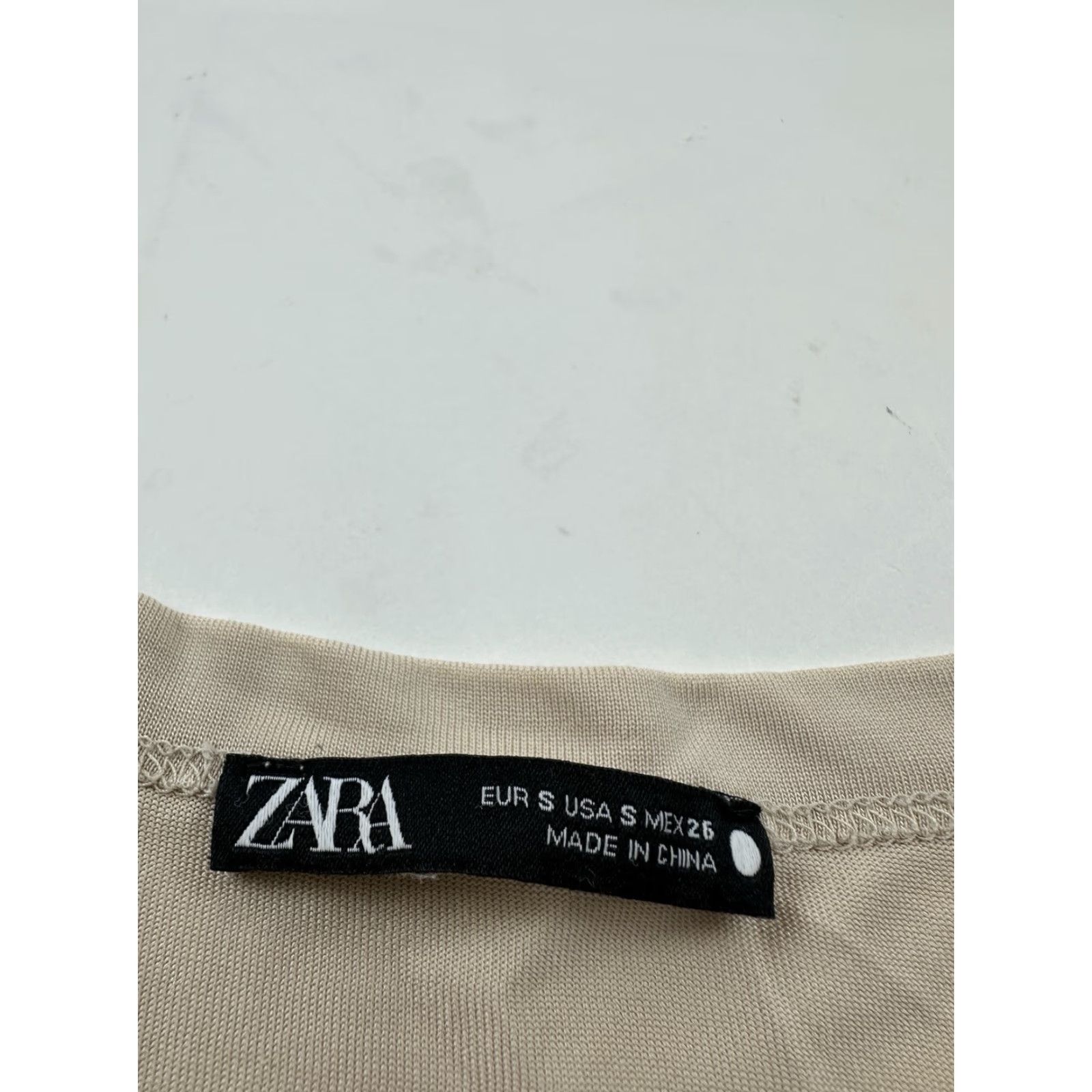 Zara Zara Shirt Womens Small Beige Crew Neck Essential Shirt T-Shirt Short Sleeve Crew Neck Pullover Basic Classic Beige Womens Size S Regular Solid Size S / US 4 / IT 40 - 3 Thumbnail