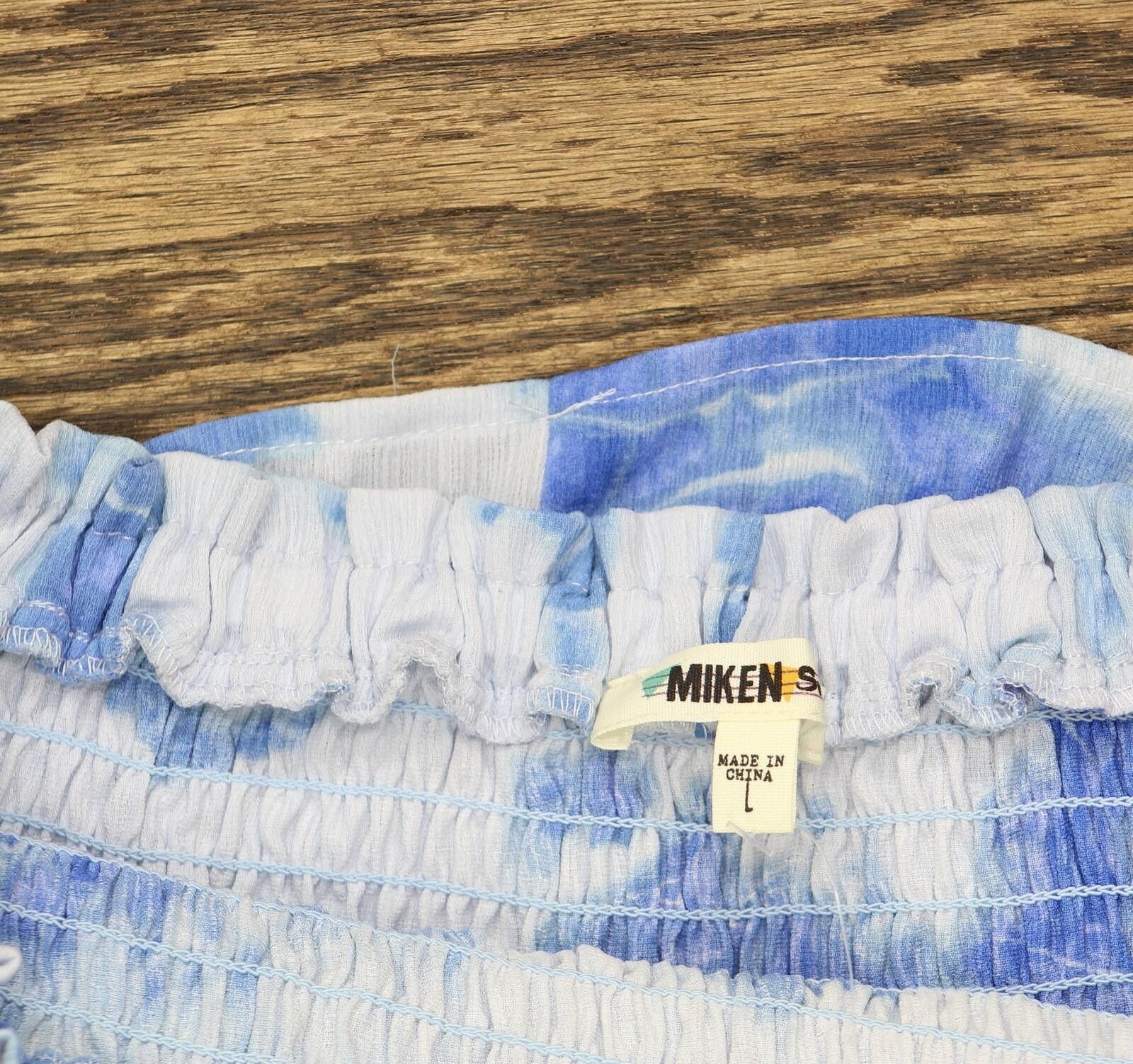 Other Nwt Miken Tie-dye Smocked Cover Up I6359c374 Heather Blue L Size ONE SIZE - 4 Thumbnail