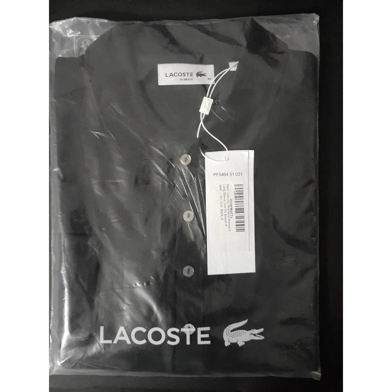 Lacoste Lacoste Women's Long Sleeve Slim Fit Stretch Polo Black 8 Size M / US 6-8 / IT 42-44 - 2 Thumbnail
