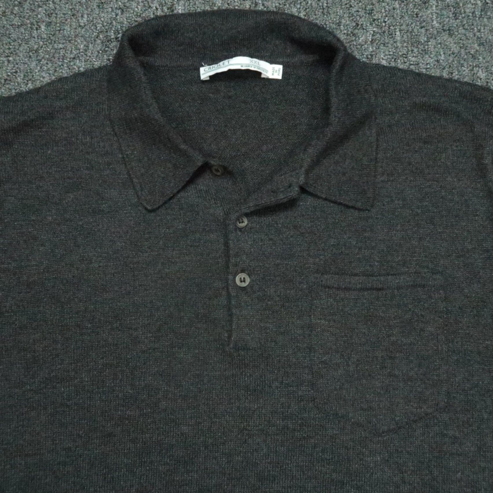 Vintage VINTAGE Criquet Shirt Men XL Gray Alpaca Cotton Polyester Polo Pullover Knit Long Sleeve Button Collar Spread Size 2XL (Oversized) Mens Size US XXL / EU 58 / 5 - 2 Thumbnail