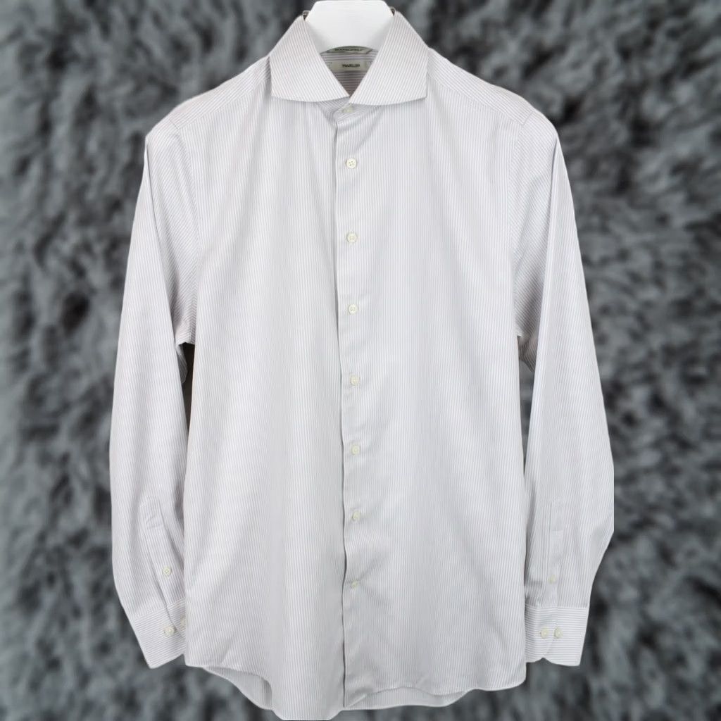 Suitsupply SUITSUPPLY Traveller Slim Fit Shirt Men's Button Up 38 / 15 White Cotton Pinstripe Collared Logo Size US M / EU 48-50 / 2 - 1 Thumbnail