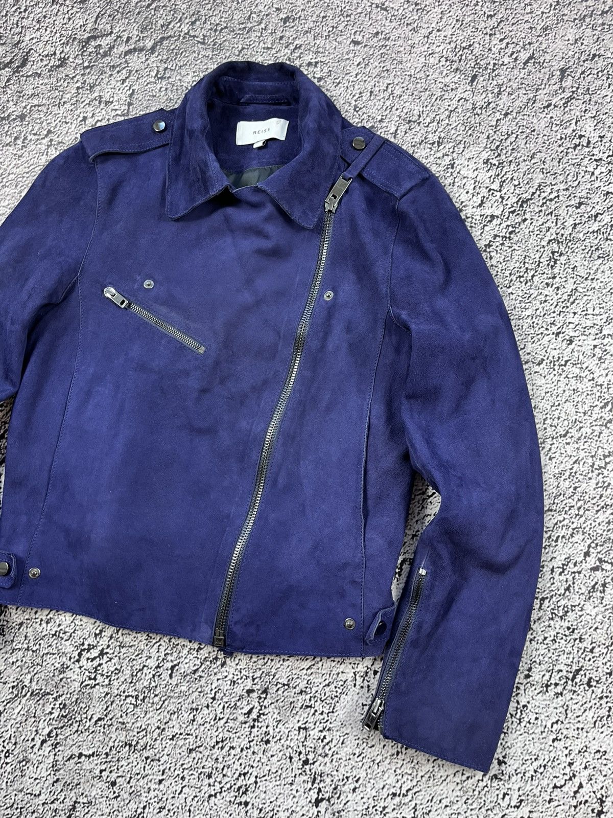 Reiss Vintage Reiss Womens Premium Perfecto SUEDE BIKER JACKET Size M / US 6-8 / IT 42-44 - 4 Thumbnail