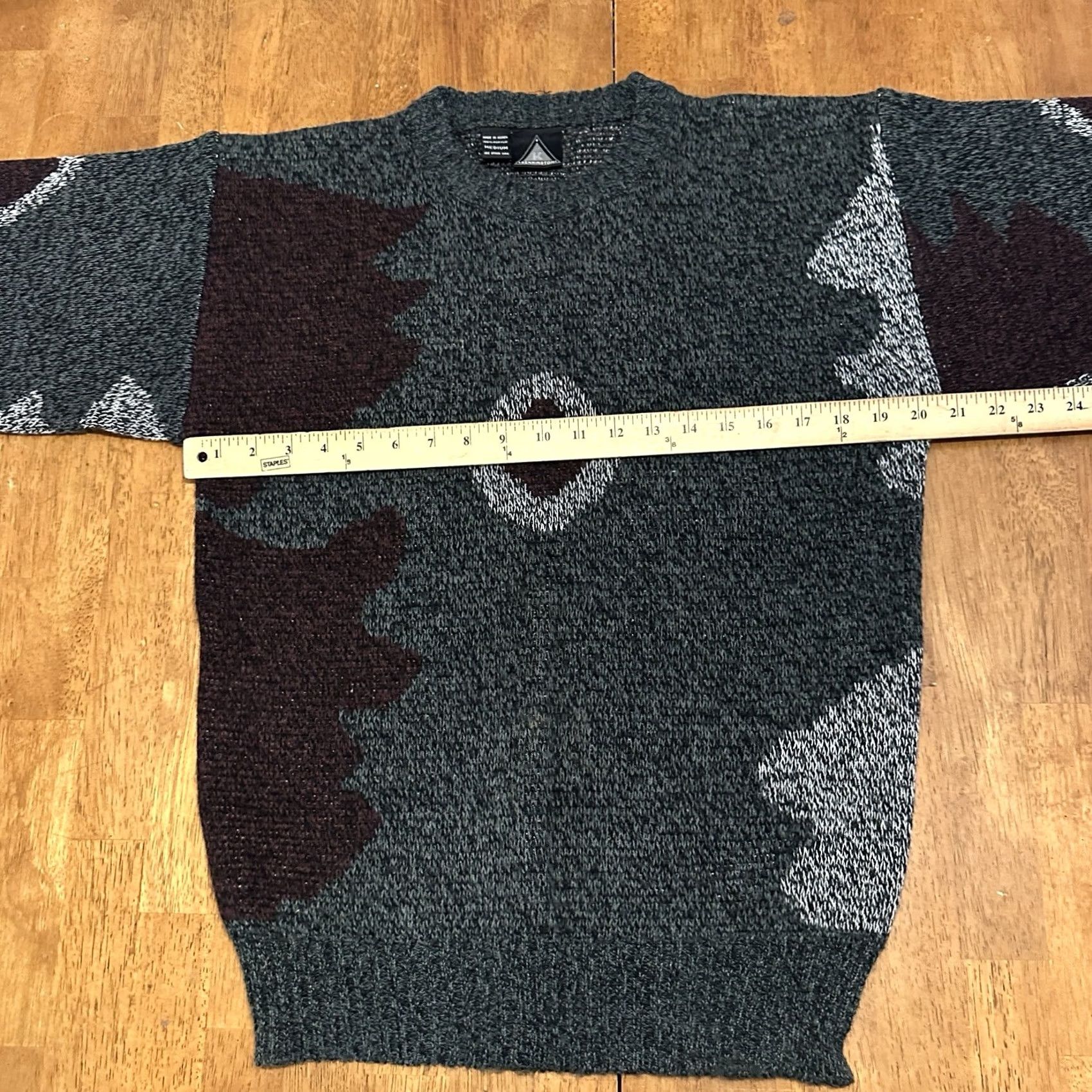 Vintage VINTAGE 90s Kennington Geometric Knit Sweater M Regular Red Gray Grandpa Mens Size US M / EU 48-50 / 2 - 5 Thumbnail