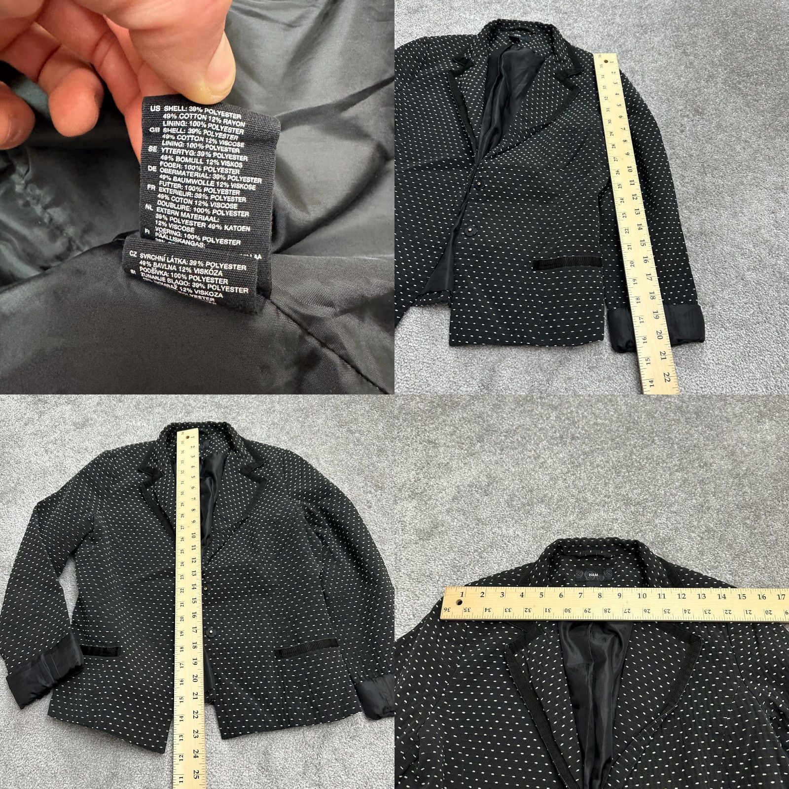 H&M H&M Jacket Women 10 Black White Polka Dot Lined Single Breasted Work Size L / US 10 / IT 46 - 8 Thumbnail
