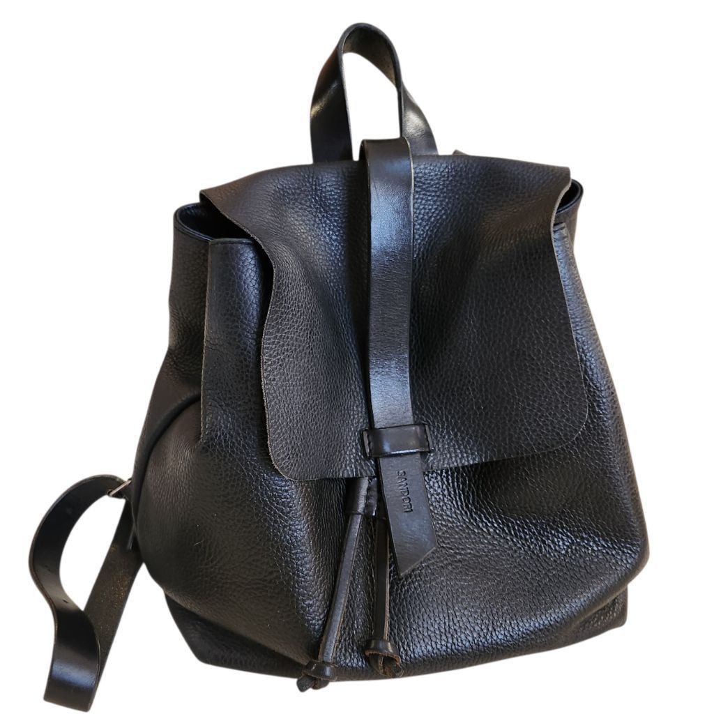 Sandro Sandori Black Leather Drawstring Backpack Size ONE SIZE - 2 Thumbnail