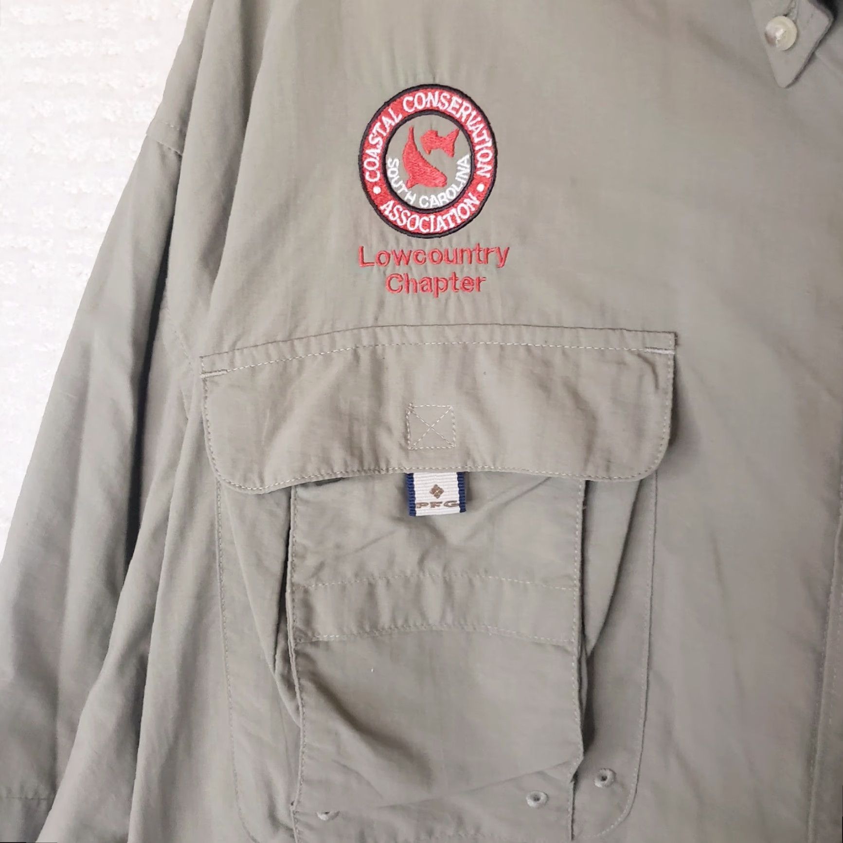 Vintage Columbia PFG Coastal Conservation Association Shirt Men 2XL Khaki Button-Up Short Sleeve Size US XXL / EU 58 / 5 - 5 Thumbnail