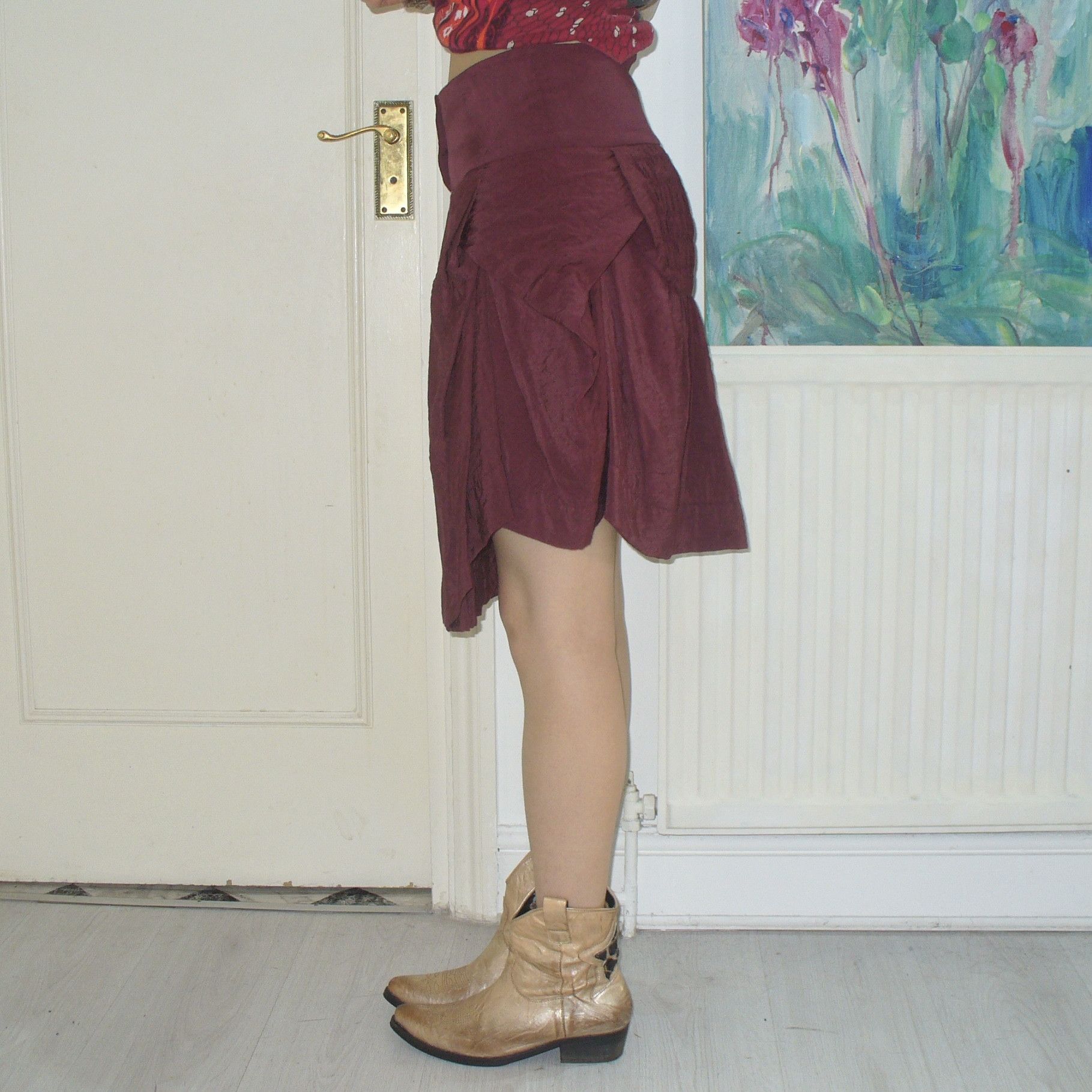 Other Japanese preloved burgundy deconstructed skirt Size 28" / US 6 / IT 42 - 3 Thumbnail