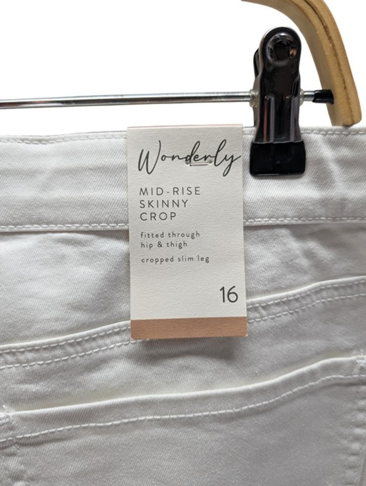 Other NWT Wonderly White Mid-Rise Skinny Crop Jeans Cropped 16 Size 42" / US 20 - 3 Thumbnail