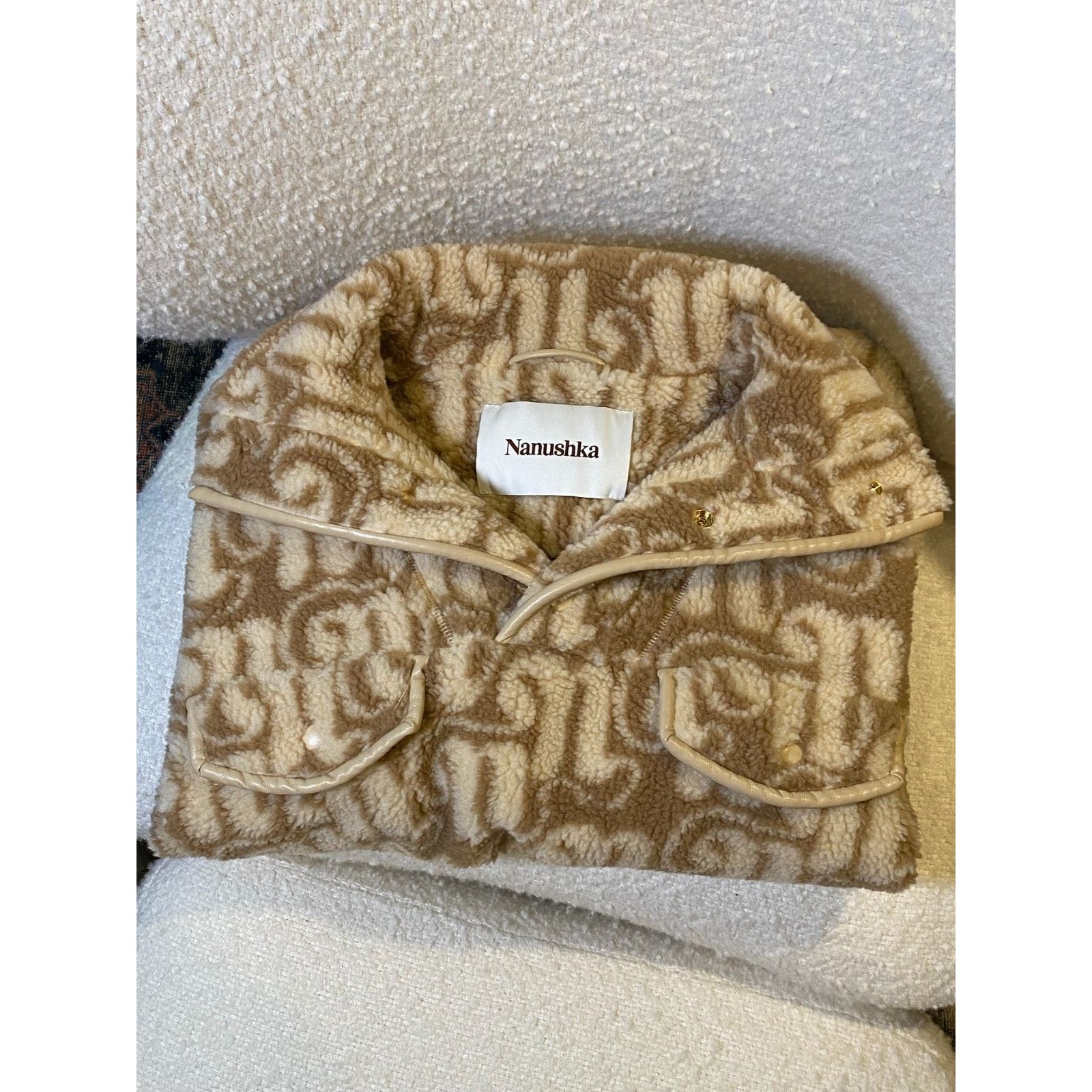 Nanushka Nanushka Logo Tan Beige faux fur fleece pullover Medium Size US M / EU 48-50 / 2 - 2 Thumbnail