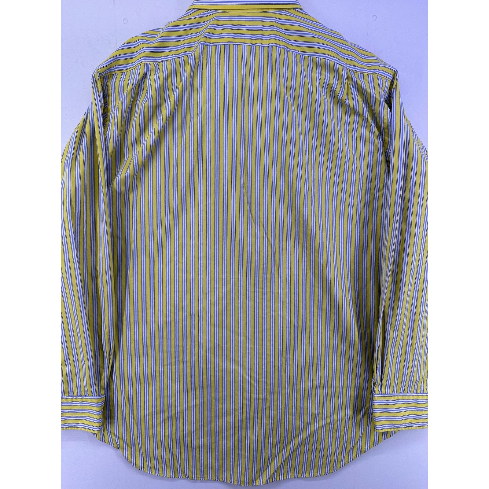 Polo Ralph Lauren Polo Ralph Lauren Yellow Blue Striped Shirt Size 17/34 Size US XL / EU 56 / 4 - 7 Thumbnail