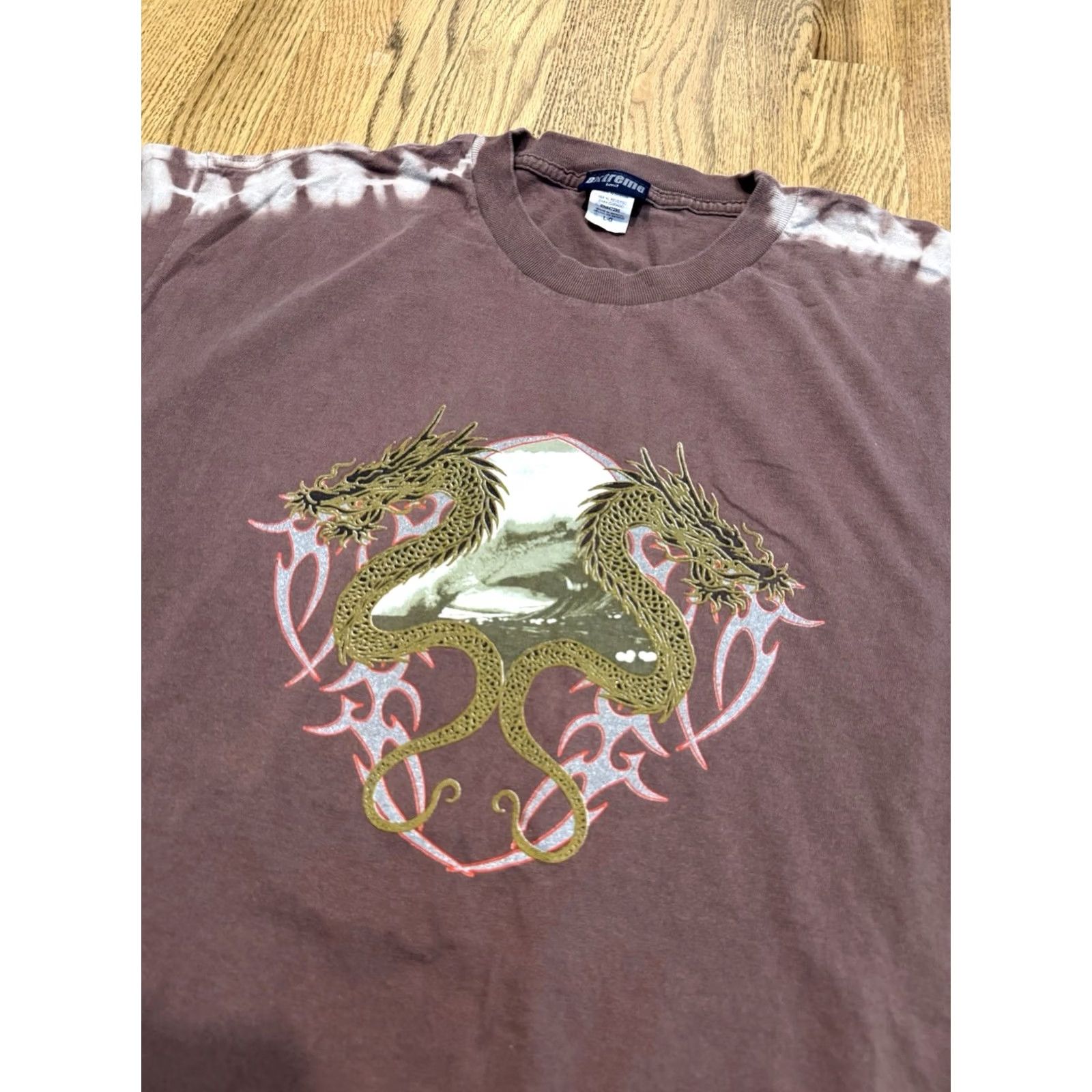 Vintage VINTAGE Extreme Limit T Shirt Men L Dragon Tie Dye 90s Jnco Style Brown Skull Grunge Skateboard Mens Size US L / EU 52-54 / 3 - 2 Thumbnail